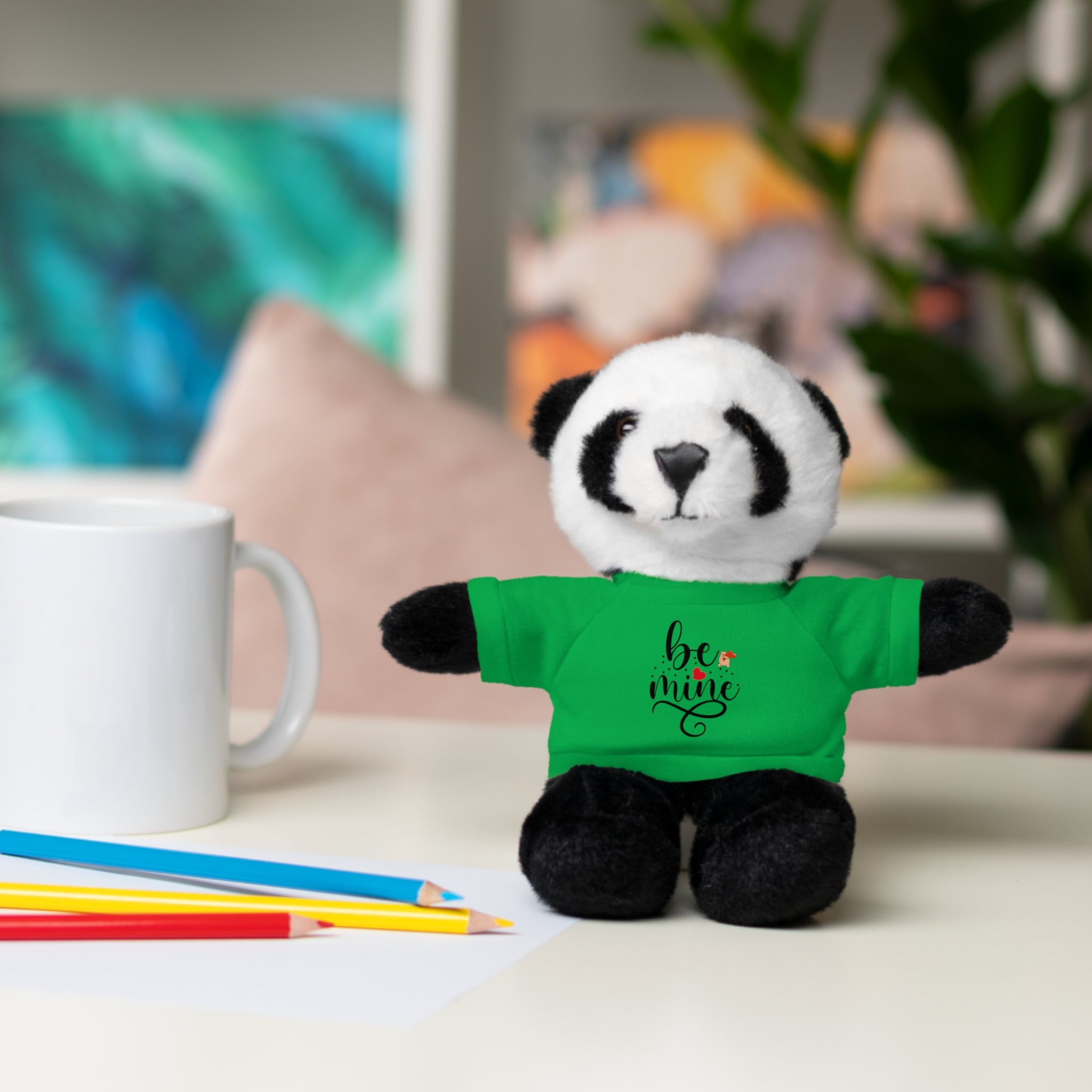 Lovely Panda Plushy, Be Mine, Stuffed Animals Shirt Printed, Suitable for Soft Valentine's Day Gift for Her, Him