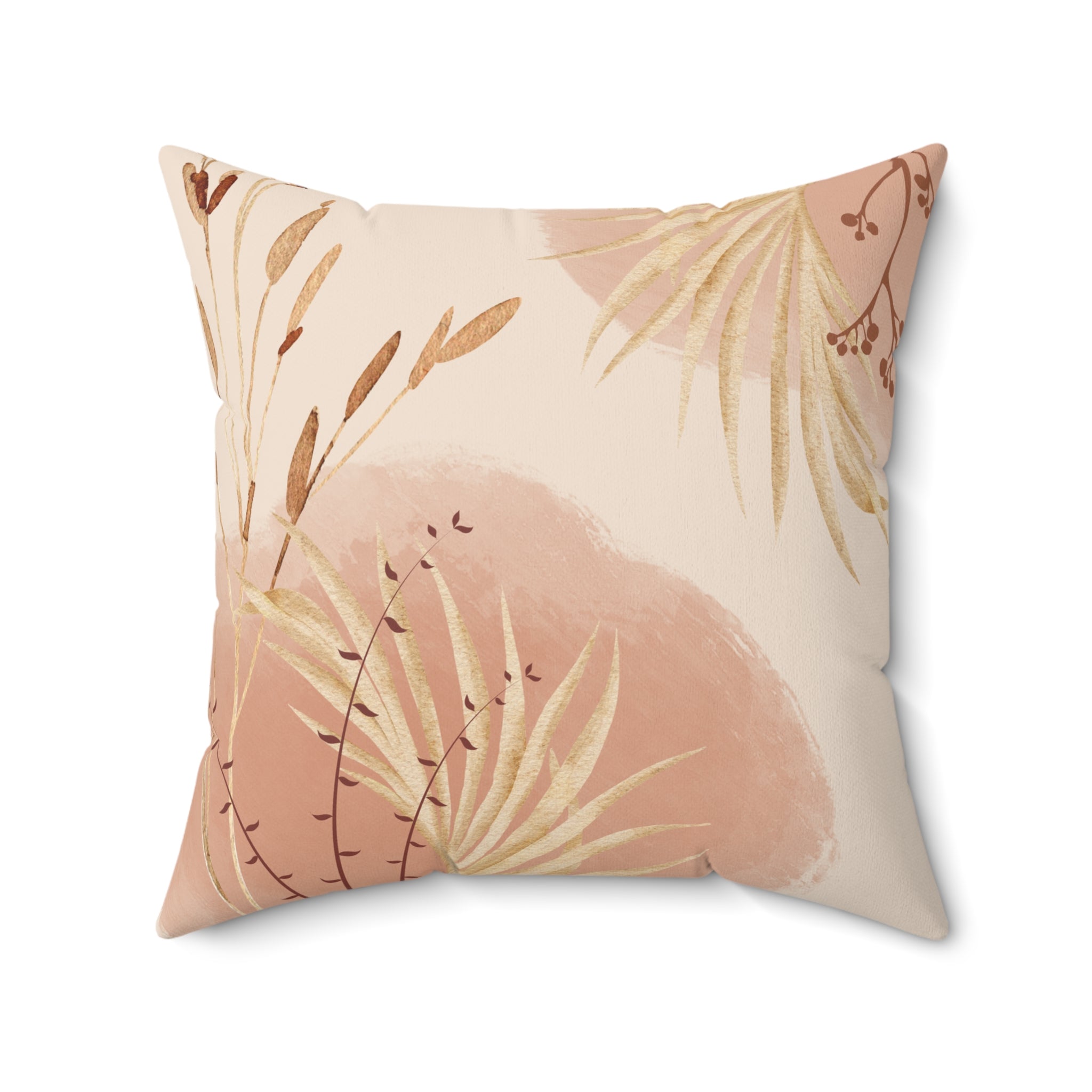 Soft Pink Floral Flower Pillow Covers, Decorative Couch Sofa Accent Pillows, Living Room Spun Polyester Square Pillow