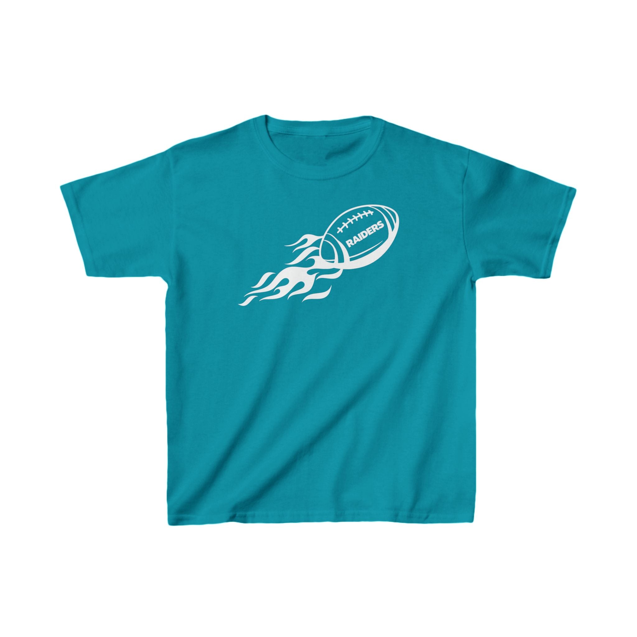 White Football on Flame Raiders Shirt for Kids, Gift Fan Sports Shirt, Children Shirt Clothing, Youth Team Game Day Shirt