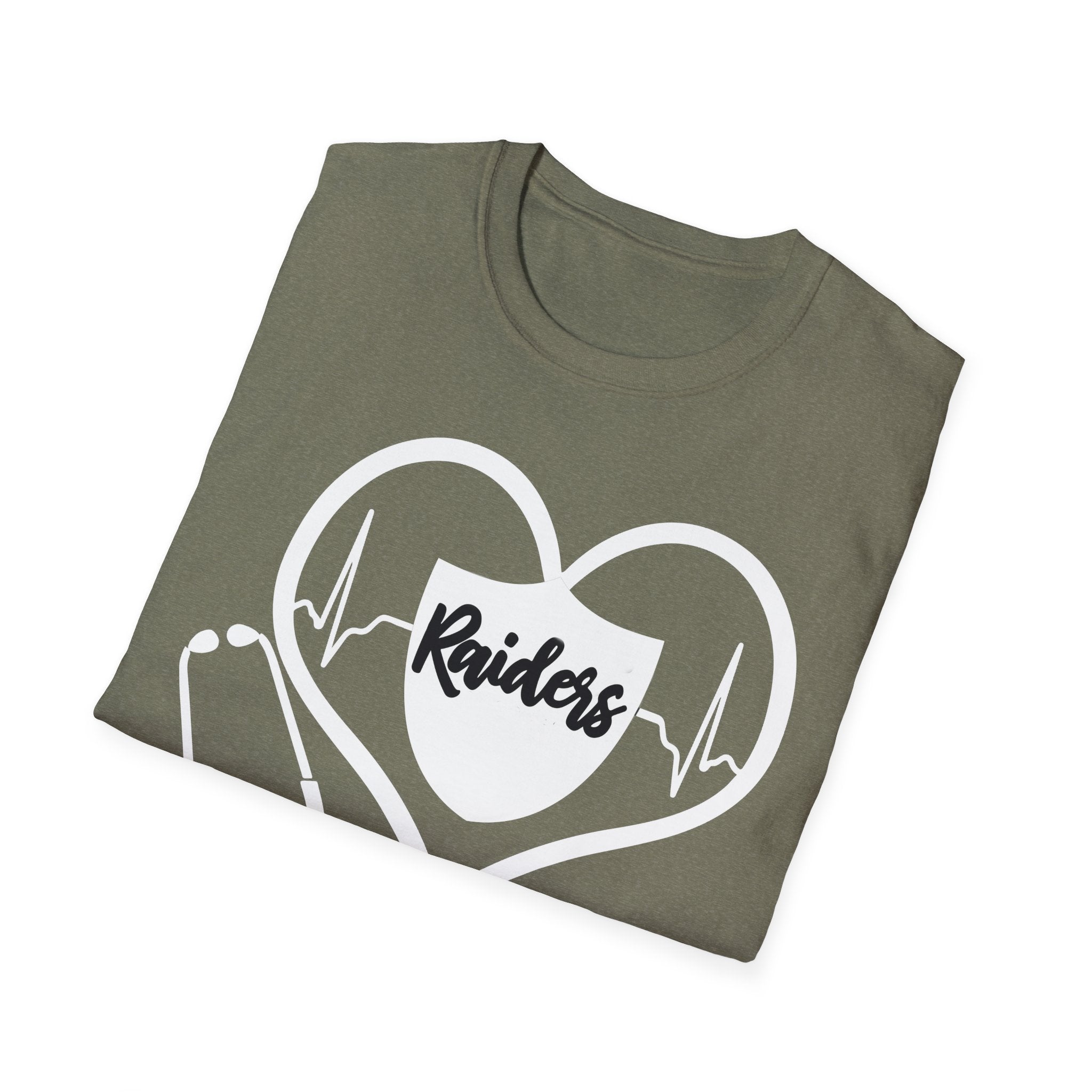 Stethoscope White Raiders Football T-Shirt, Sports Team Shirt, Fan Game Day Clothing, Football Fan Gift, Team Spirit Tee