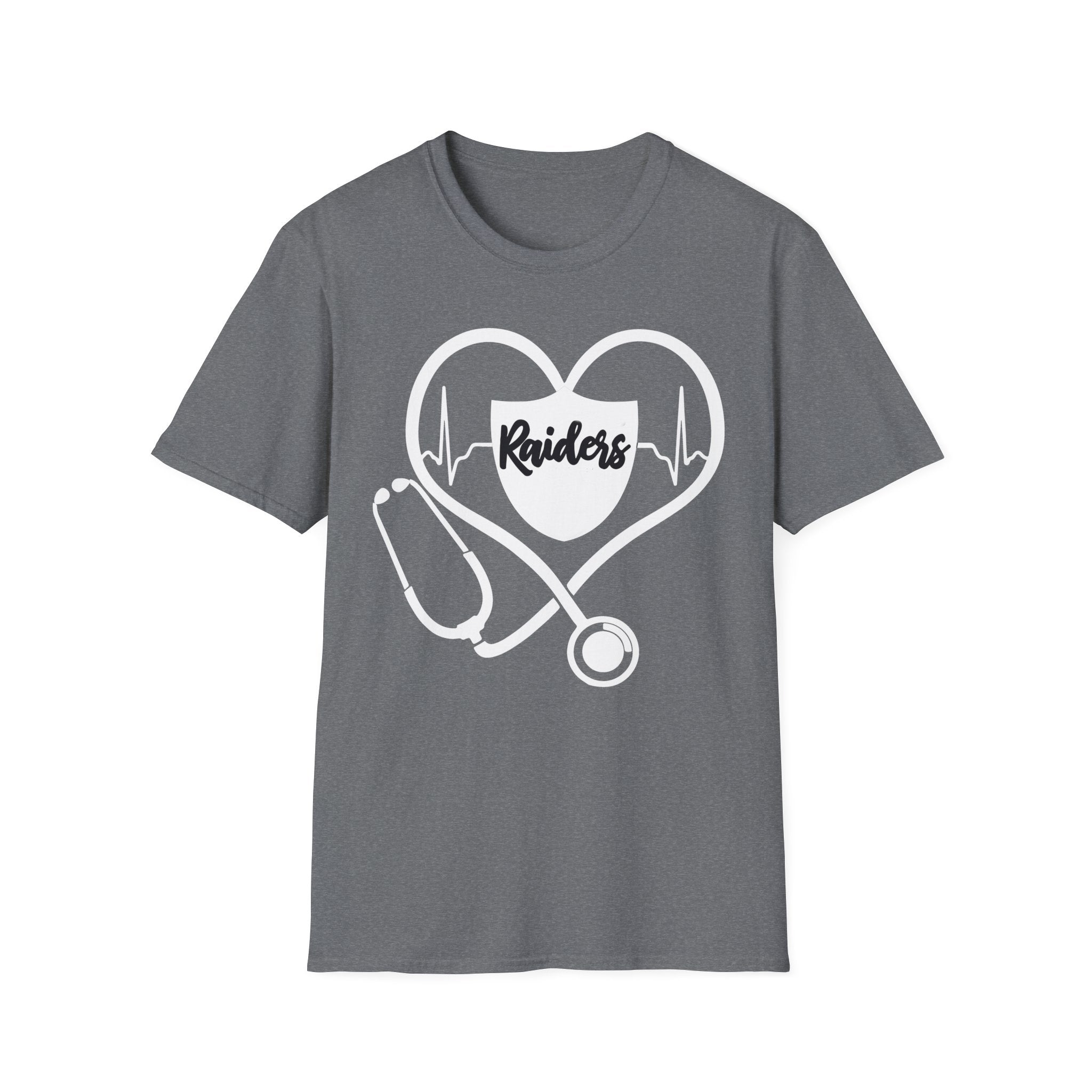 Stethoscope White Raiders Football T-Shirt, Sports Team Shirt, Fan Game Day Clothing, Football Fan Gift, Team Spirit Tee