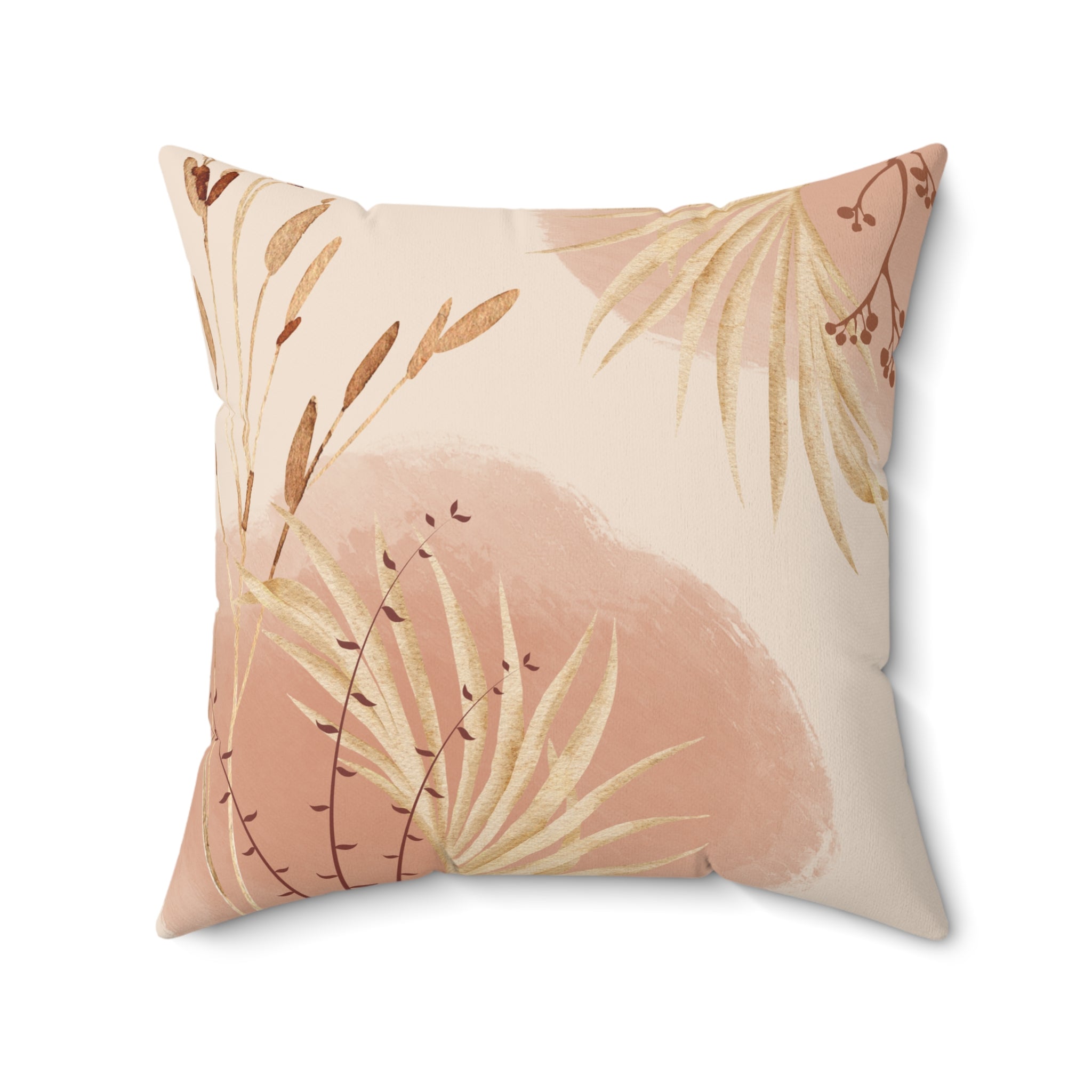 Soft Pink Floral Flower Pillow Covers, Decorative Couch Sofa Accent Pillows, Living Room Spun Polyester Square Pillow