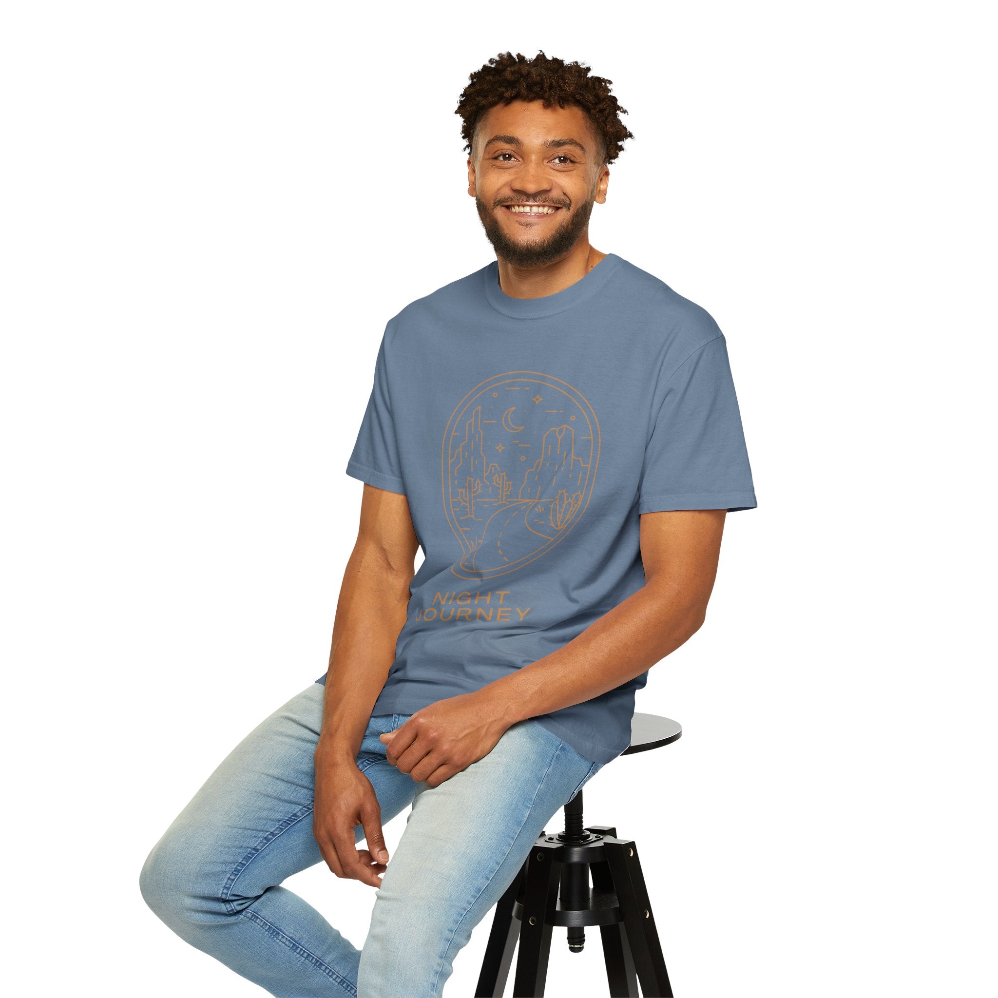 Night Journey, Graphic Design Unisex T-shirt, Casual Cotton Outwear, Gift for Him- Gift for Her, Stylish Tee, Cool Shirt, Trendy Apparel, Comfortable Top,