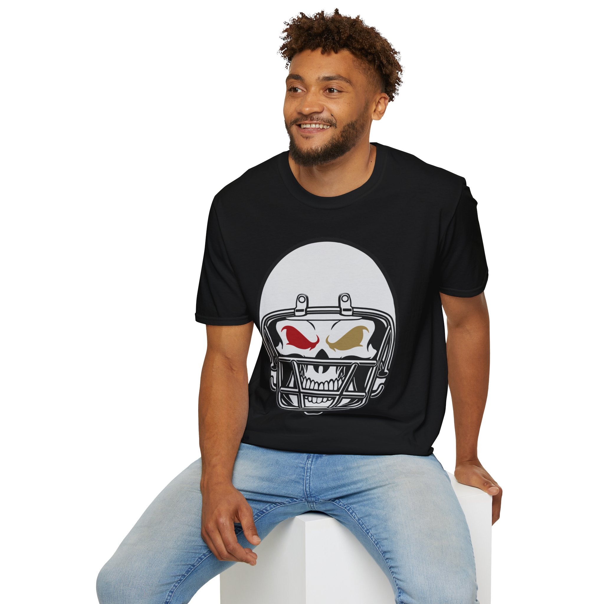 SF Football Skull Helmet T-Shirt - Unique Fan Apparel, Football Team Tee, Game Day Shirt, Sporty Top, Men's Women's Clothing