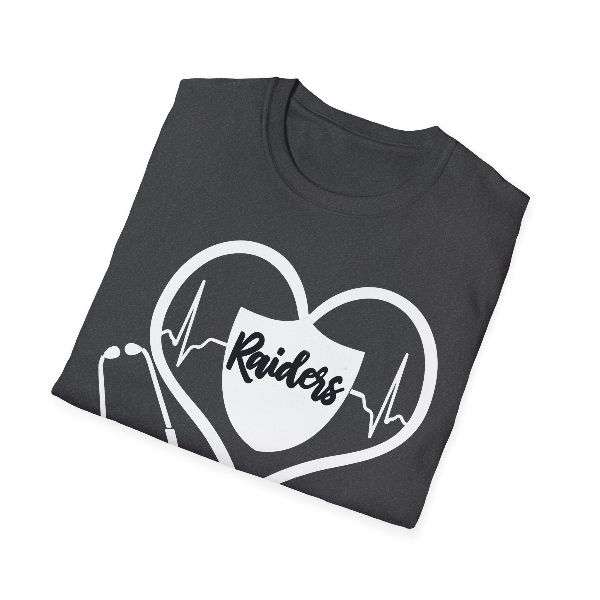 Stethoscope White Raiders Football T-Shirt, Sports Team Shirt, Fan Game Day Clothing, Football Fan Gift, Team Spirit Tee