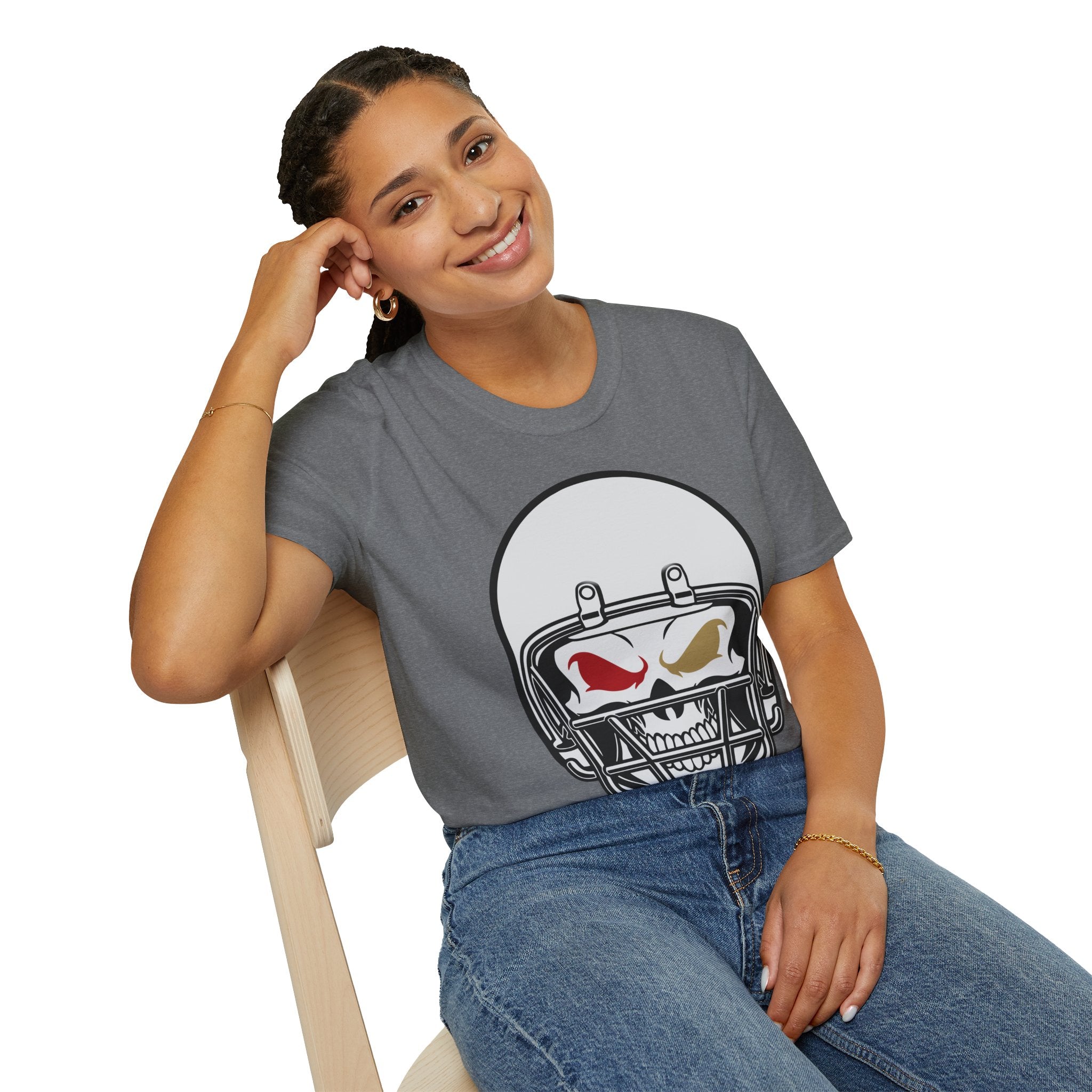 SF Football Skull Helmet T-Shirt - Unique Fan Apparel, Football Team Tee, Game Day Shirt, Sporty Top, Men's Women's Clothing