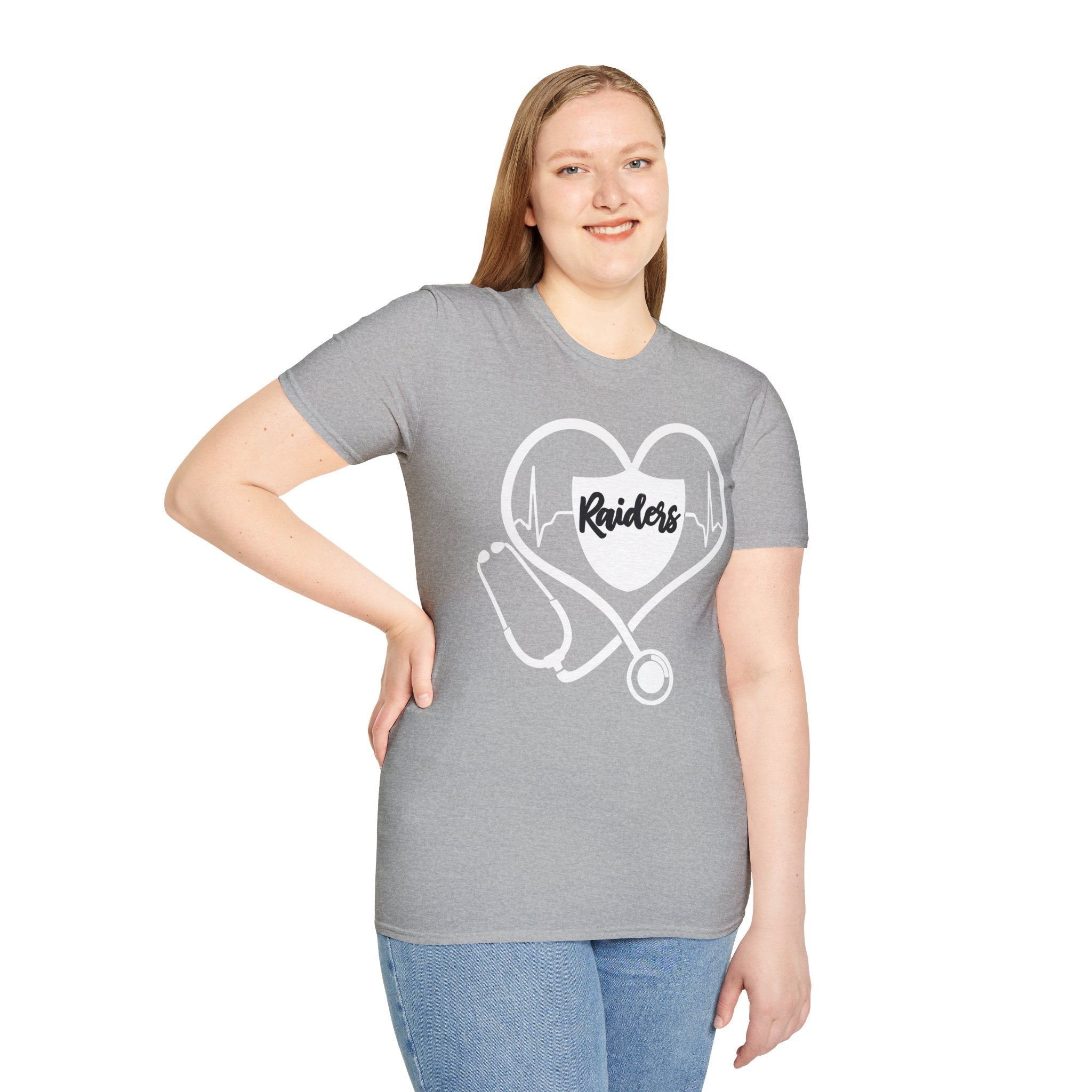 Stethoscope White Raiders Football T-Shirt, Sports Team Shirt, Fan Game Day Clothing, Football Fan Gift, Team Spirit Tee