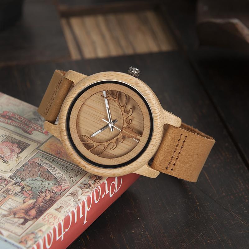 Leather Bamboo Watch