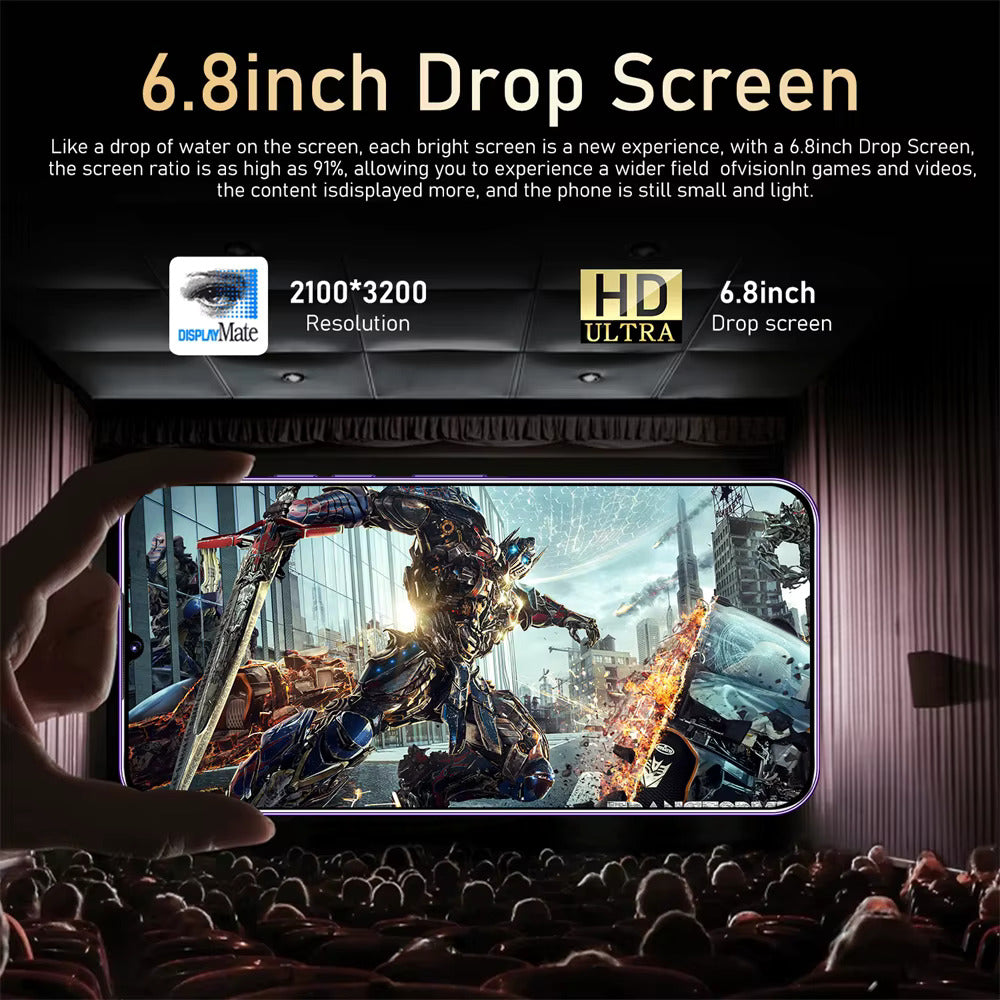 E23 Pro Unlocked Android Phone, Snapdragon,12GB Storage + 256GB Extended, 2400mAh Battery, Face Unlock