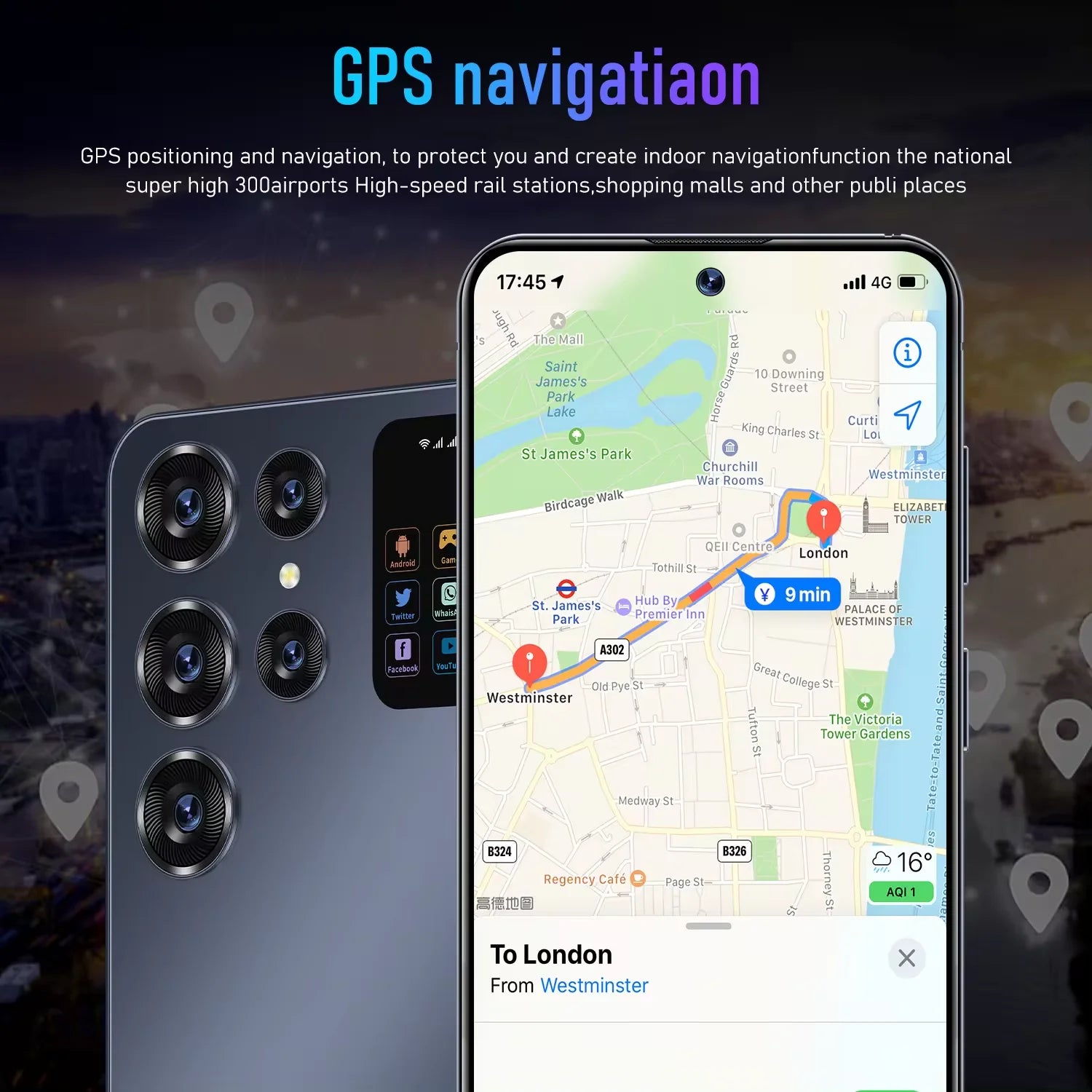 E24 Unlocked Android Phone, 16GB RAM, 3000mAh Battery, Face Unlock and Fingerprint Unlock, Dual SIM