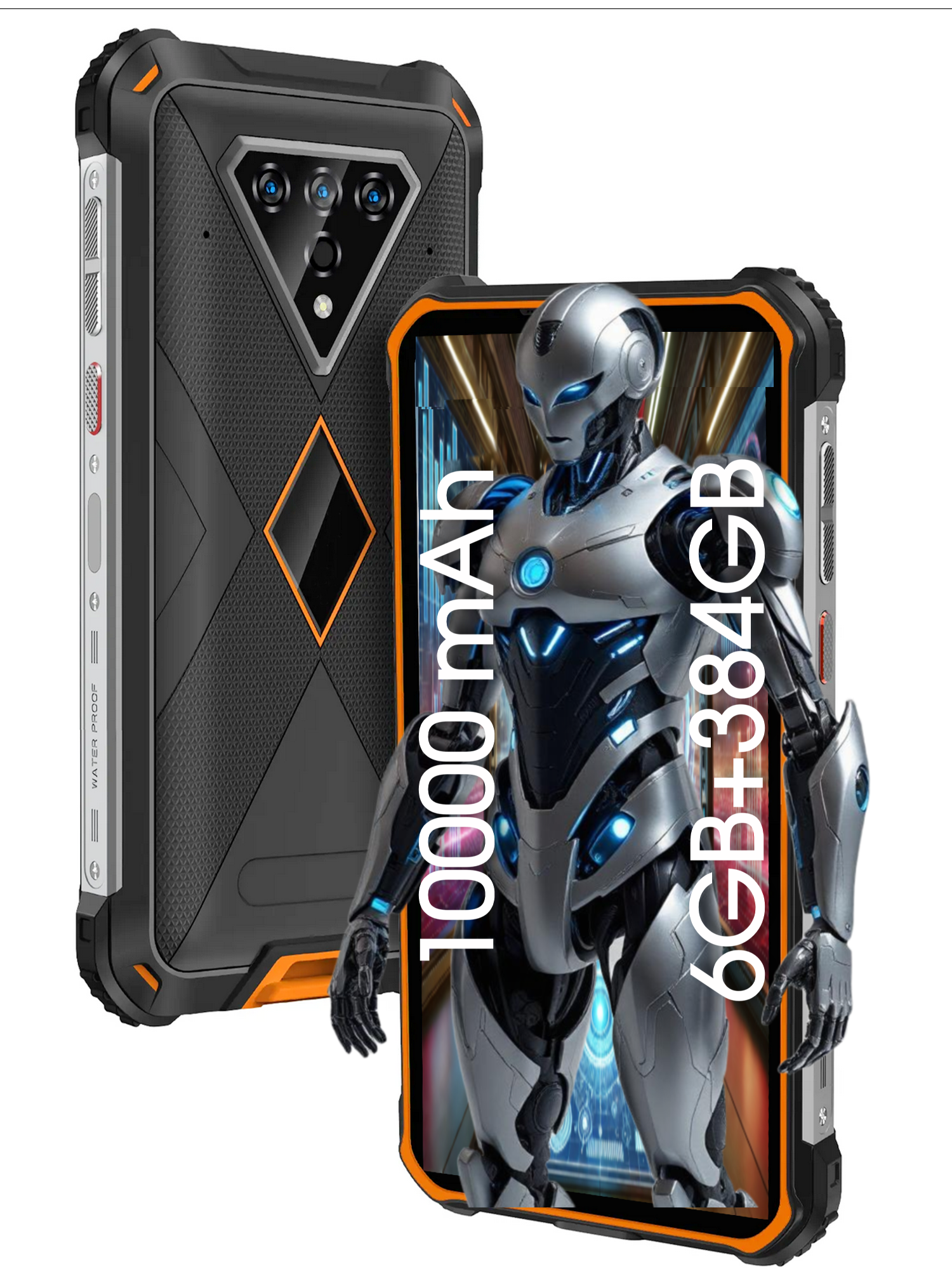 Titan X10 (2025) Rugged Phone with 10000mAh Battery, Wifi 6, Face / Fingerprint Recognition, 6GB+384GB Android 14 Rugged Cell Phone,Octa Core,6.23" FHD+90Hz,48MP+20MP,IP68 Waterproof Dustproof Phone