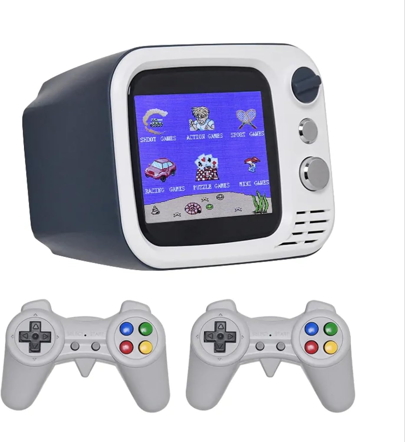 Tiny Arcade TV 3.5" Mini Retro Game - Two Player Playable TV Console & w/ Real Gameplay & Sound - 700+ Classic Video Games (Gray)