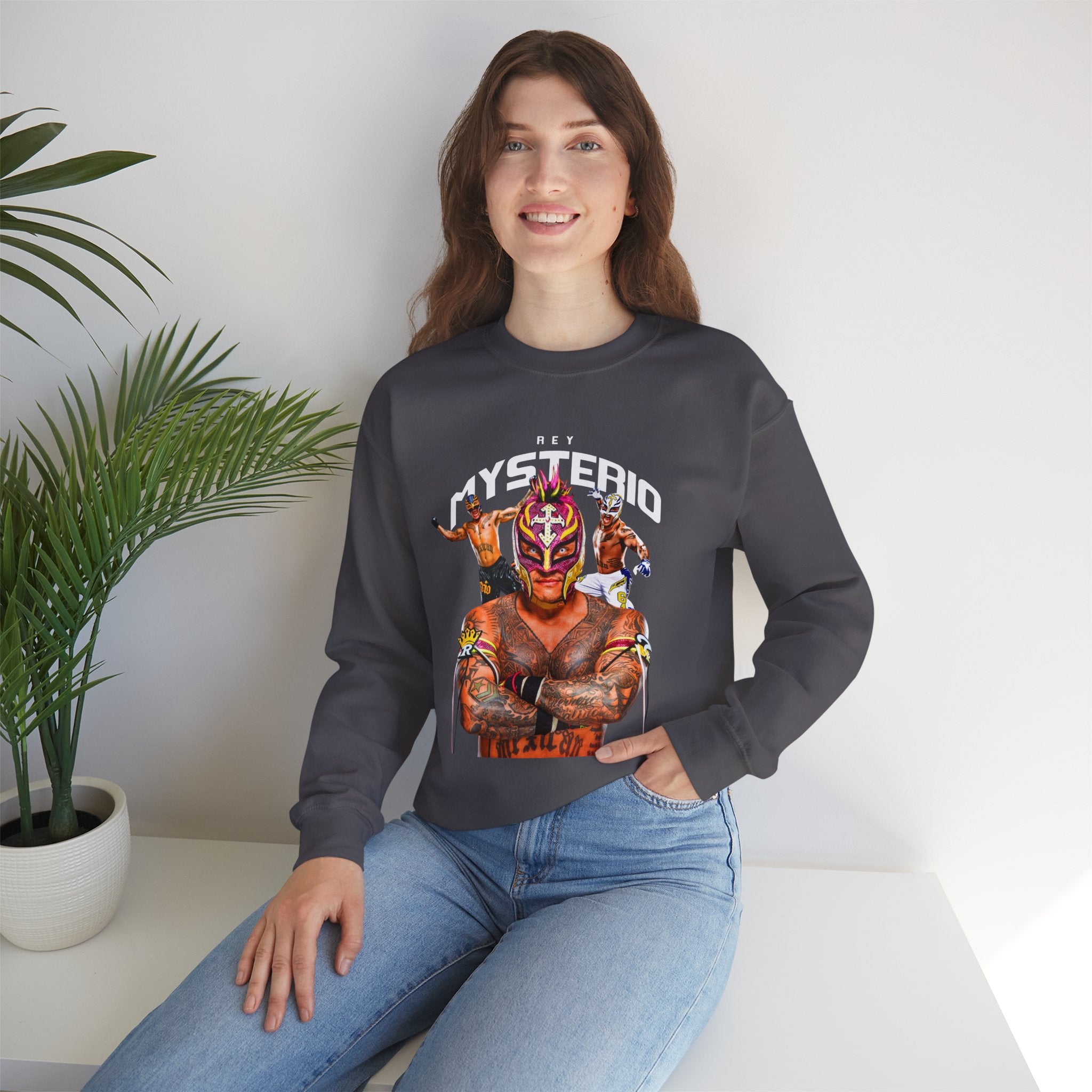 Rey Mysterio Sweatshirt, Sports Sweatshirt, Wrestling Fan Unisex Sweatshirt - Gift for Him or Her, Casual Outwear, Heavy Blend Crewneck Sweatshirt