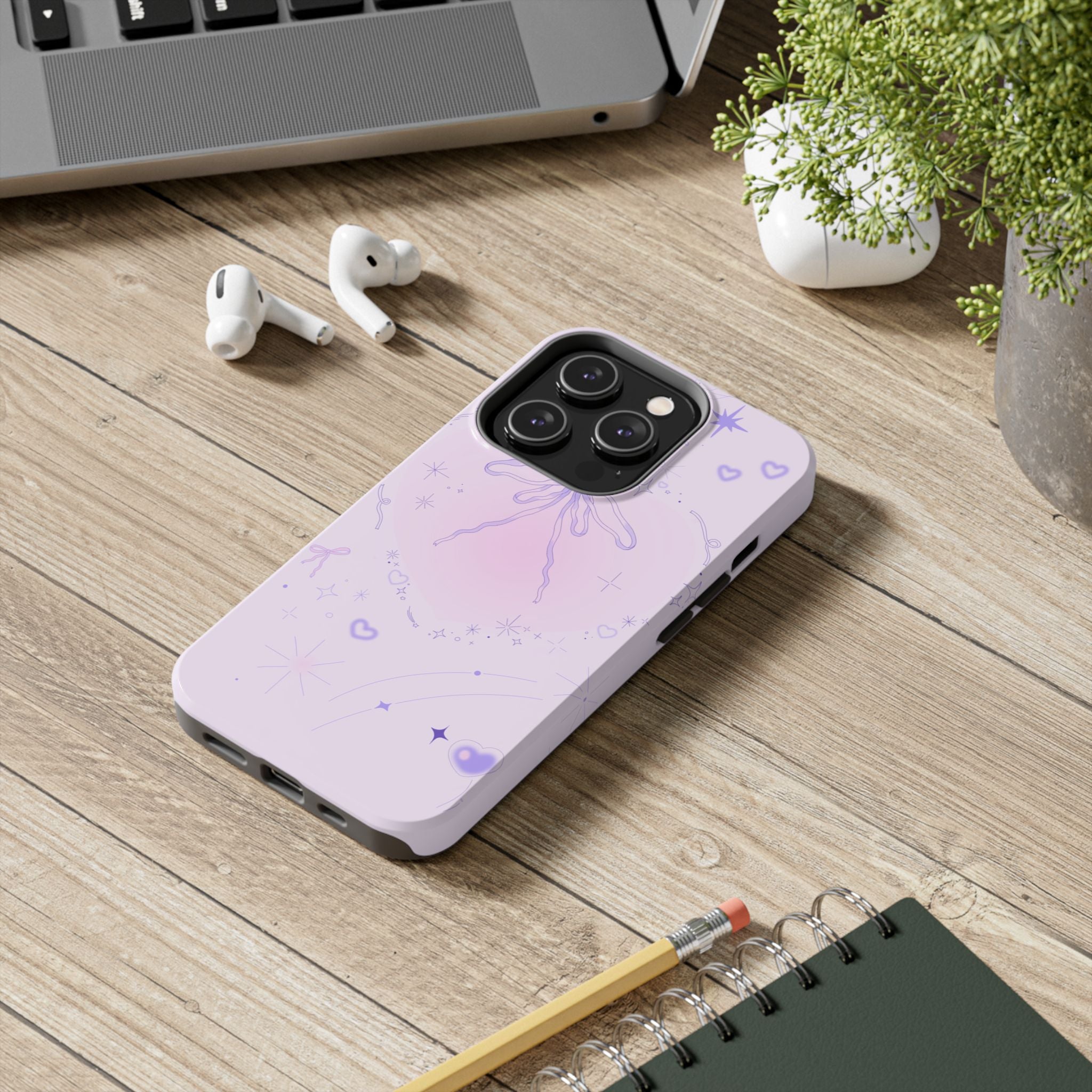 Pink Purple Delicate Fine Line Design, Elegant Phone Cases, Stylish Phone Covers, Chic Phone Protectors, Fashionable Case for Her, Trendy Smartphone Accessories