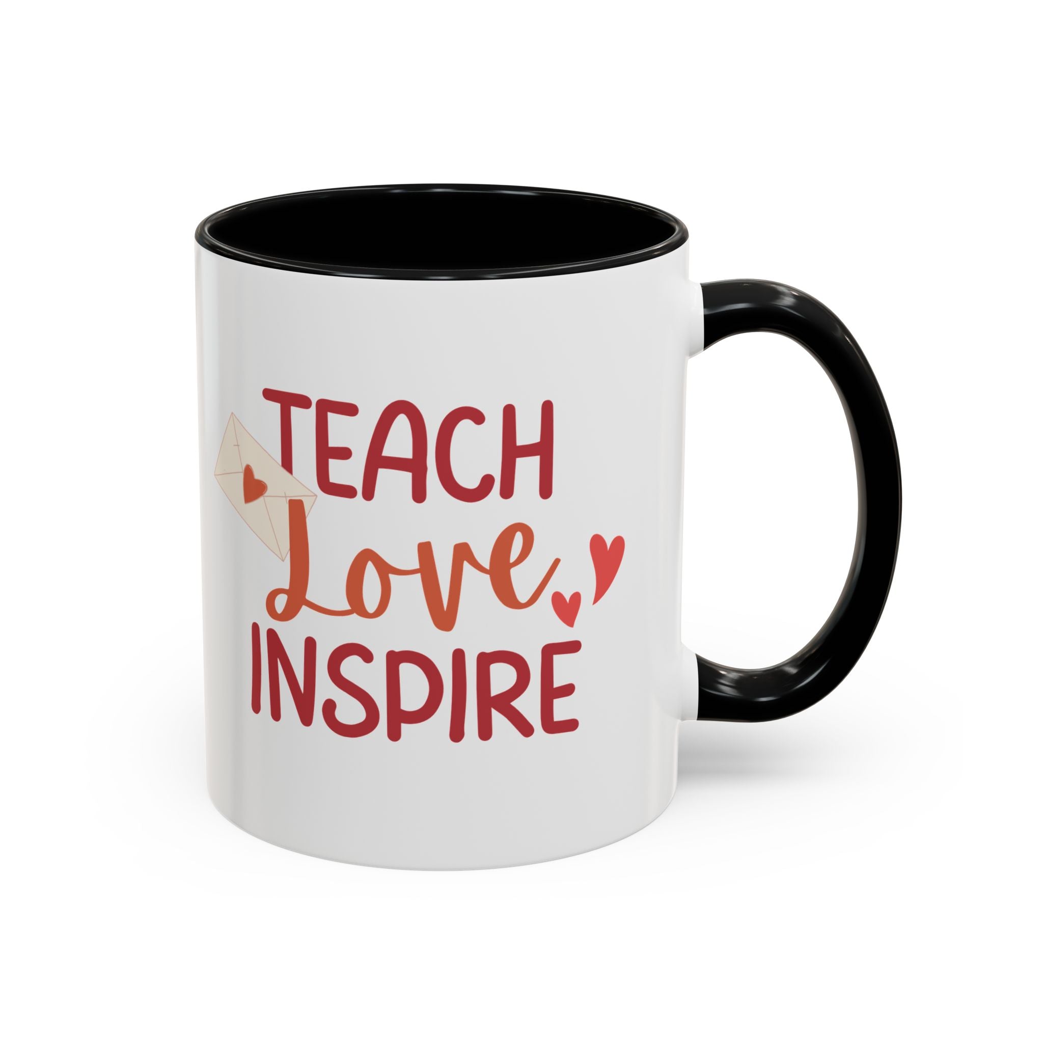 Teach, Love, Inspire Valentine's Design,  Holiday Drinkware, Valentines, Christmas Birthday Gifts for Teachers, Coffee Mug for Teacher Valentines Day,