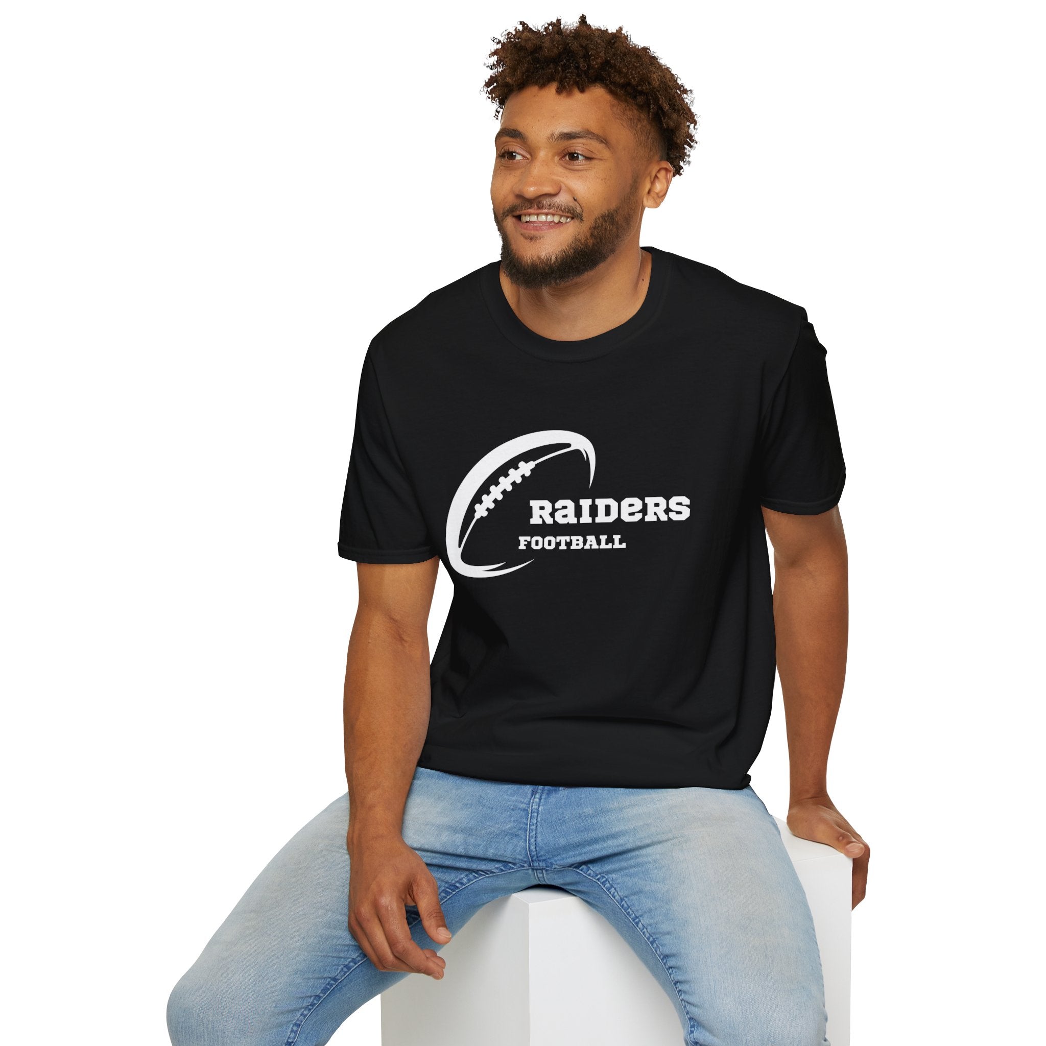 All White Raiders Fan Football Shirt, Unisex Softstyle T-Shirt, Football Fan Tee, Football Fan Gift, Sports Fan Apparel