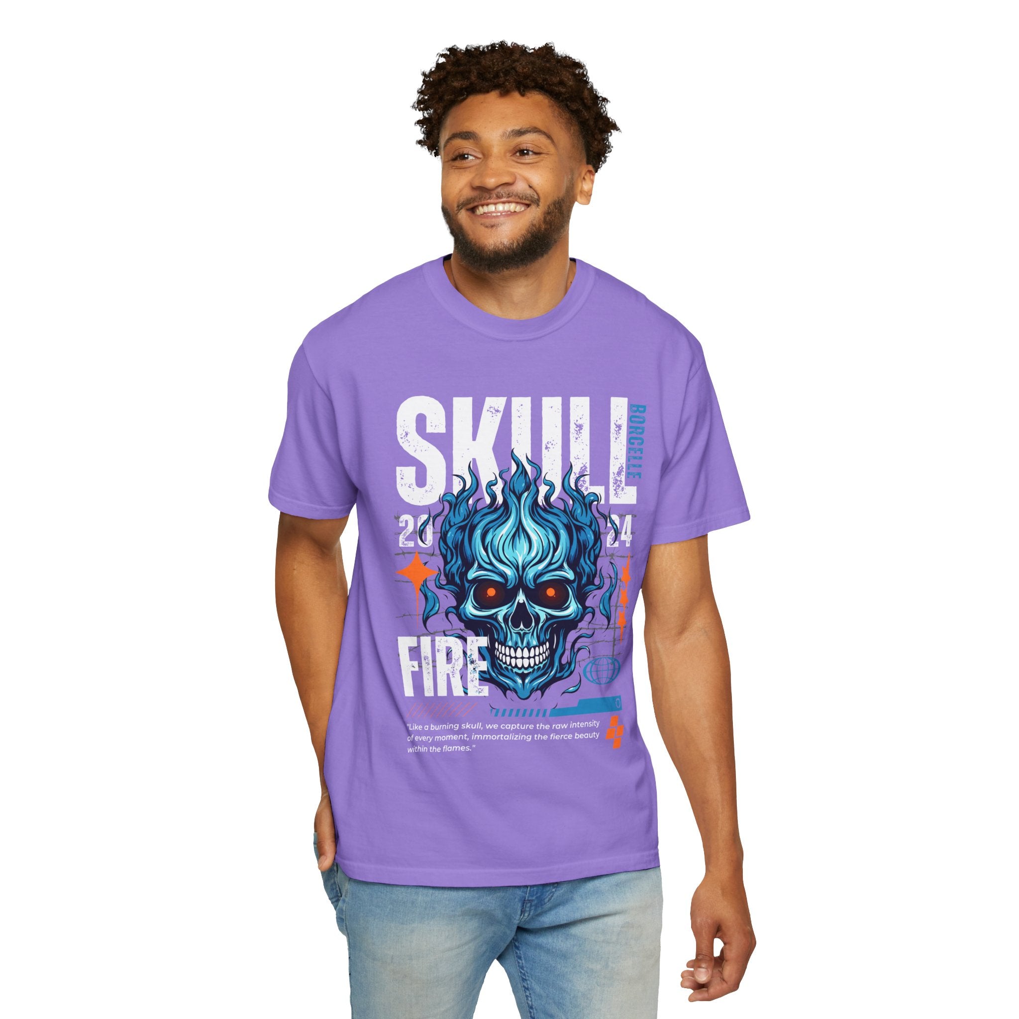 Skull Fire, Graphic Design Unisex T-shirt, Casual Cotton Outwear, Gift for Him- Gift for Her, Stylish Tee, Cool Shirt, Trendy Apparel, Comfortable Top,