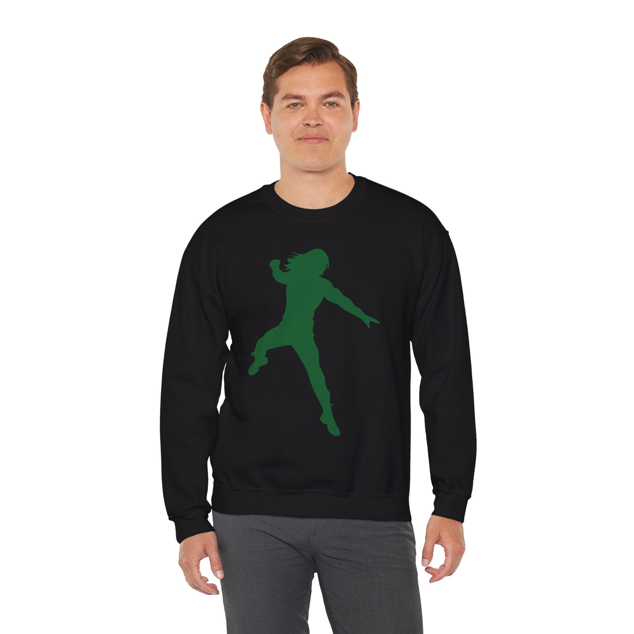 Roman Reigns Green Design, Wrestling Fan Unisex Sweatshirt - Gift for Him or Her, Casual Outwear, Graphic Design, Heavy Blend Crewneck Sweatshirt