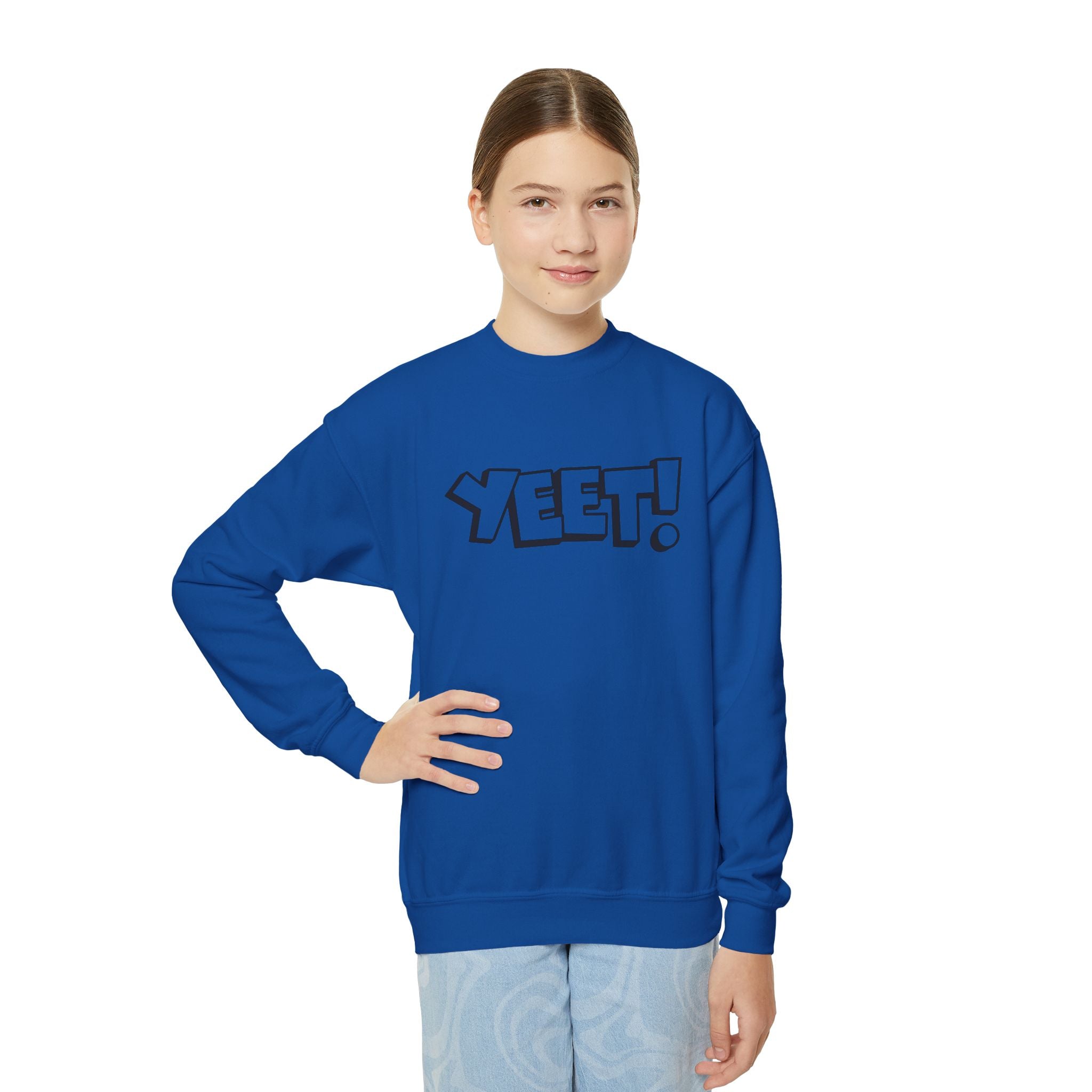 Yeet, Youth Sports Fan Crewneck Sweatshirt for Kids, Perfect Gift for Kids, Unisex Sweatshirt, Casual Outwear, Graphic Sweatshirt