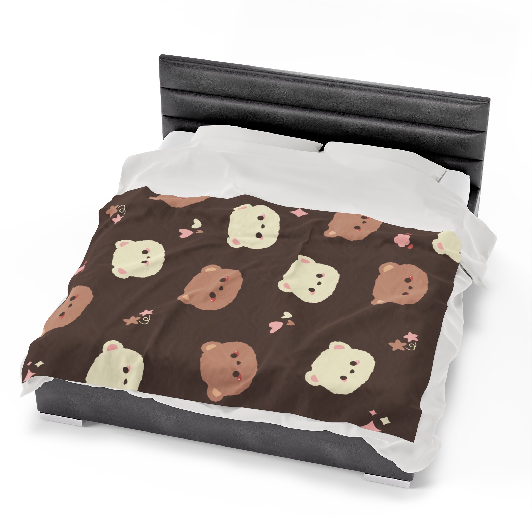 Brown Cute Bear Design Velveteen Plush Blanket, Gift for Boys and Girls, Cozy Throw Blanket, Children's Bedroom Decor, Nursery Bedding