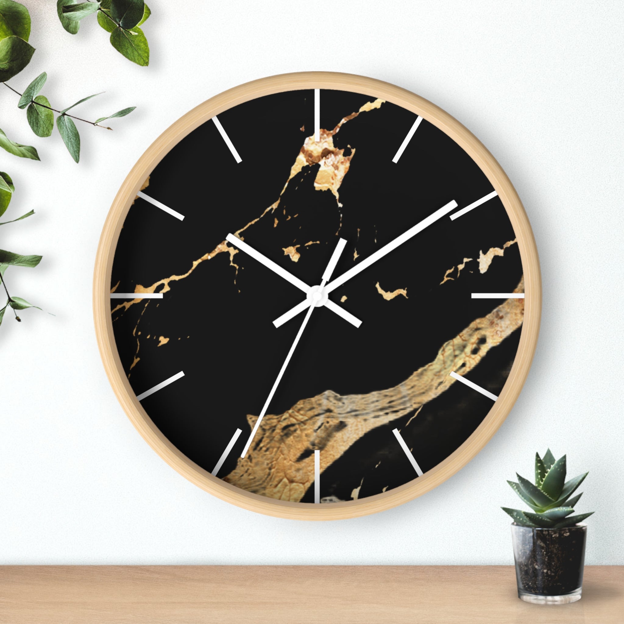 Black Gold Modern Marble Design, Elegant Wall Clock, Home Decor, Wall Art, Modern Decor for Home, Office, and Living Room