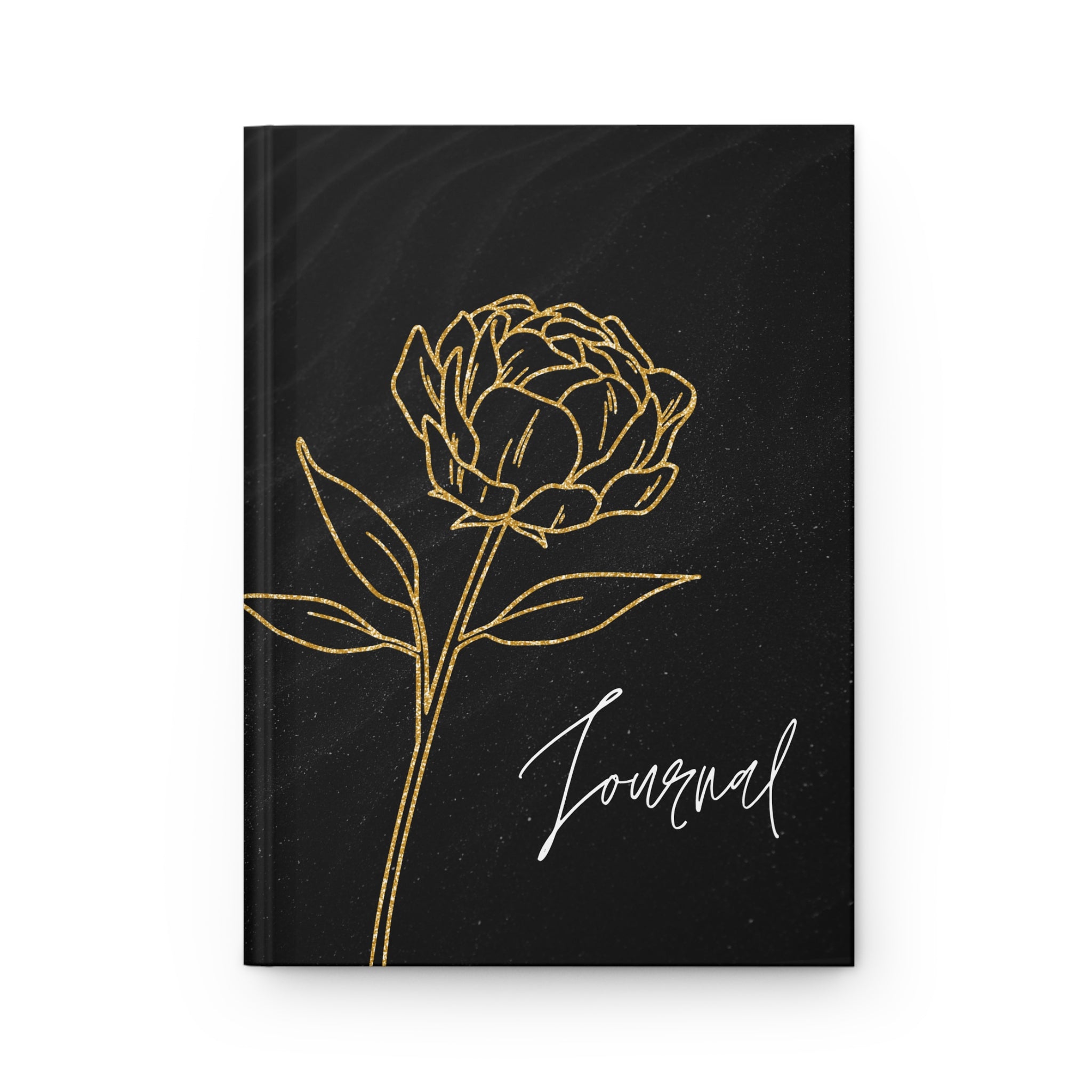 Black and Gold Rose Journal, Hardcover Journal Matte, Lined Pages Notebook for Writing, Bullet Journal, Travel Diary, Planner