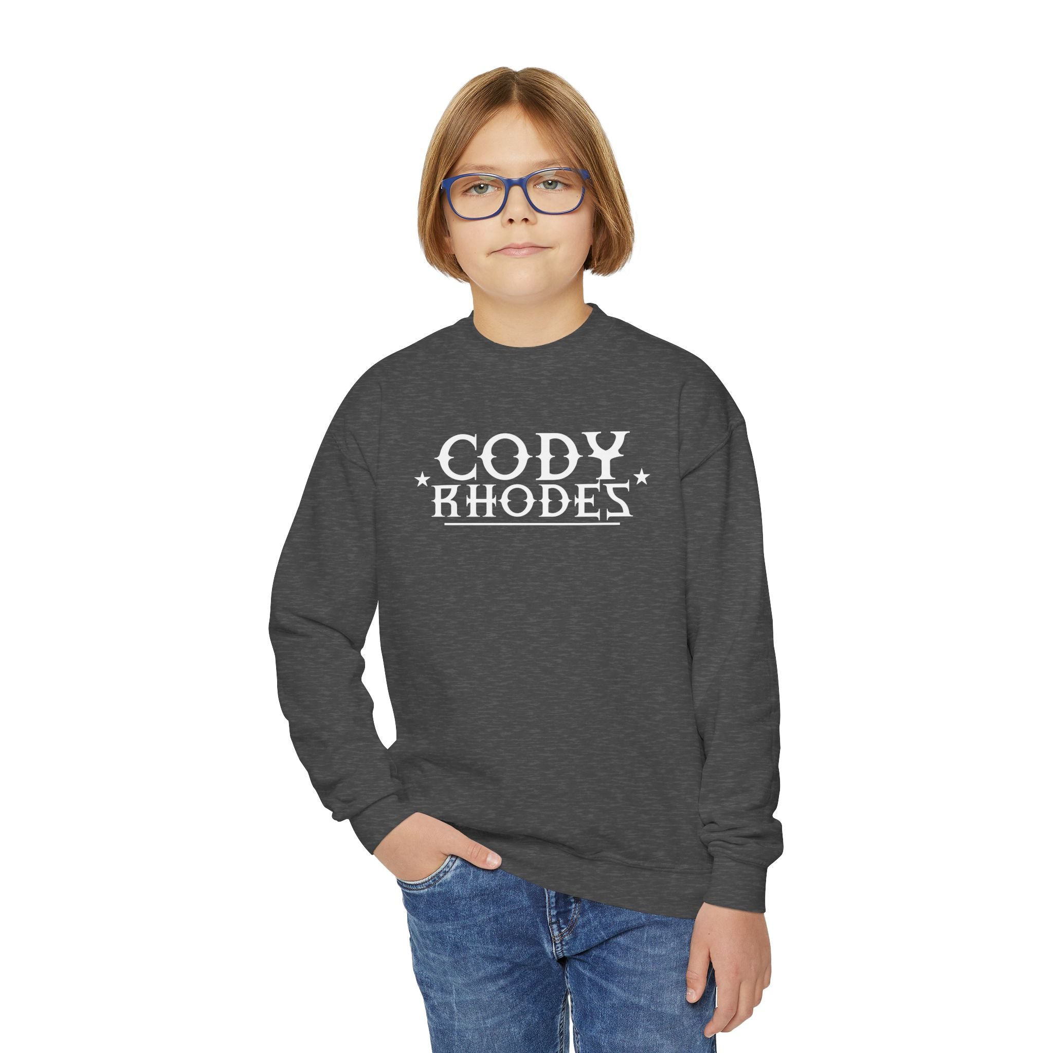 Cody Rhodes Graphic Text Design, Youth Sports Fan Crewneck Sweatshirt for Kids, Perfect Gift for Kids, Unisex Sweatshirt, Casual Outwear