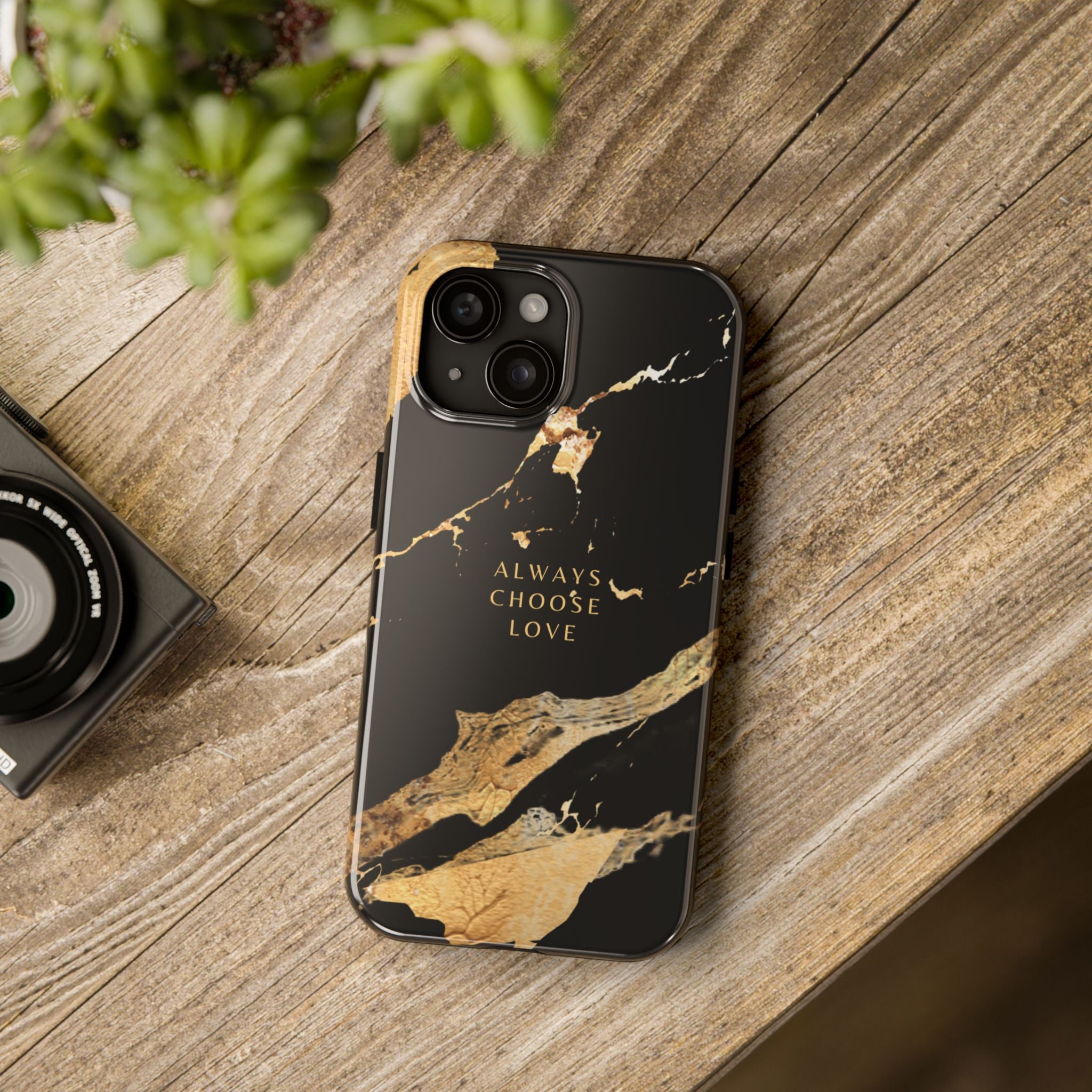 Black Gold Always Choose Love, Elegant Phone Cases, Stylish Phone Covers, Chic Phone Protectors, Fashionable Case for Her, Trendy Smartphone Accessories