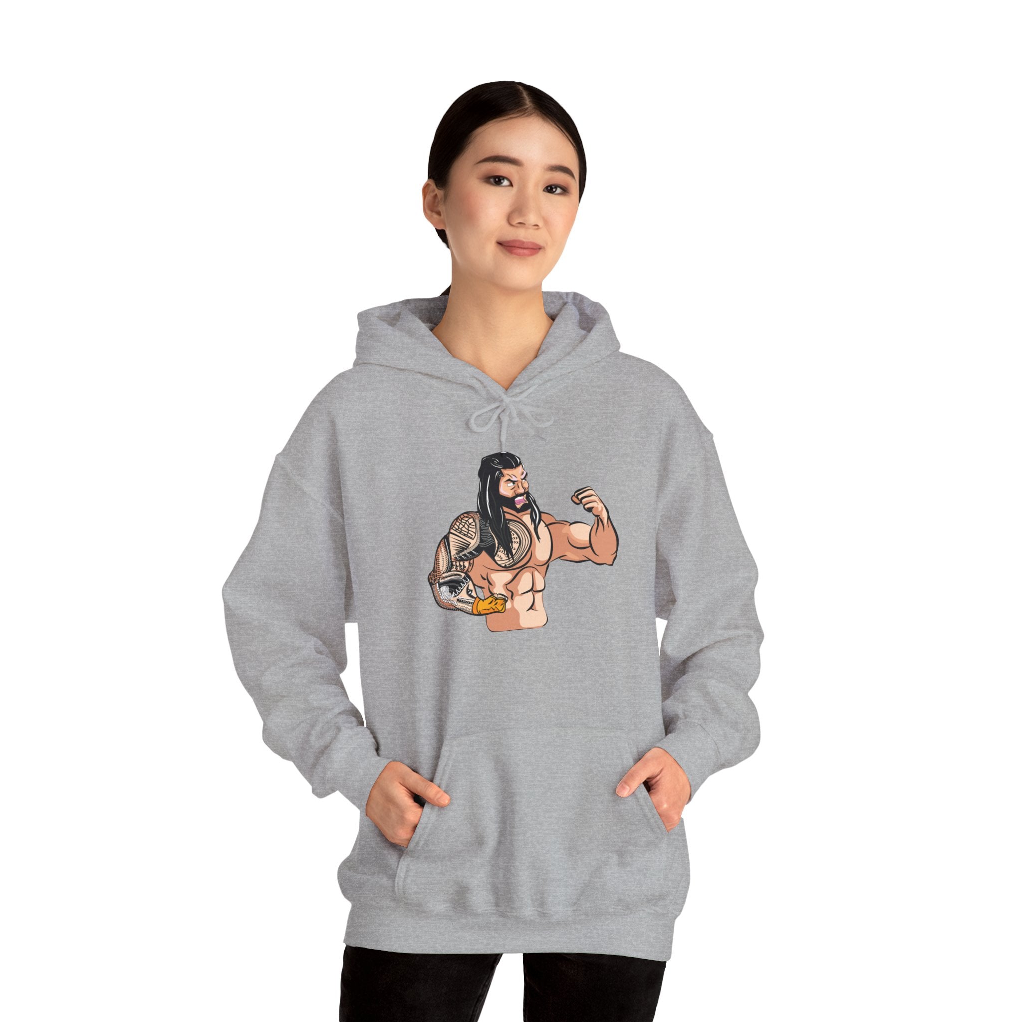 Roman Reigns Cartoon Design Hoodies, Gift for Her - Gift for Him, Sports Fan Wrestling Unisex Hooded Sweatshirt, Casual Outwear