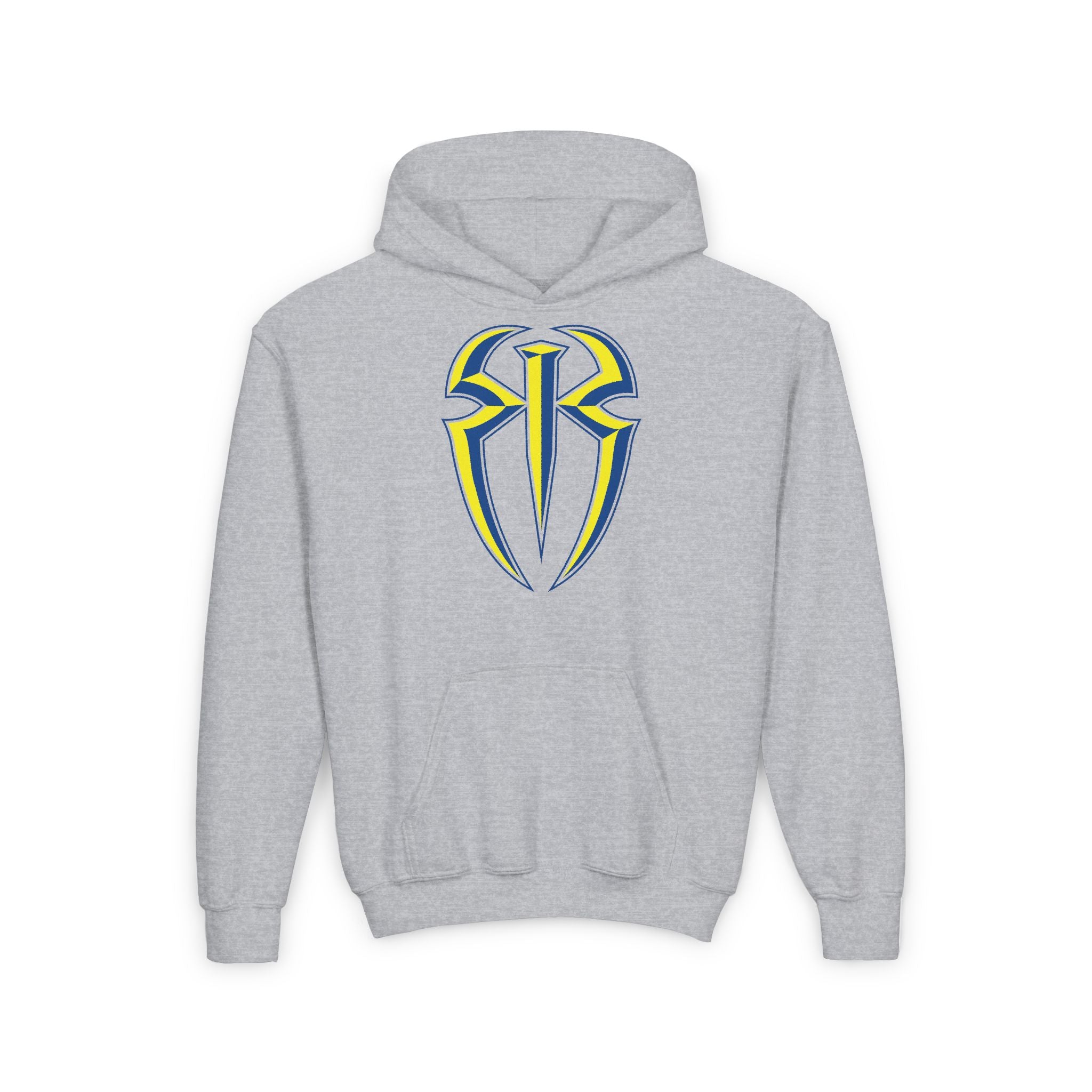 Roman Reigns Blue Yellow Shirt Design, Sports Fan Kids Hoodies - Youth Heavy Blend Hooded Sweatshirt, Unisex, Gift for Her-Him, Casual Outwear