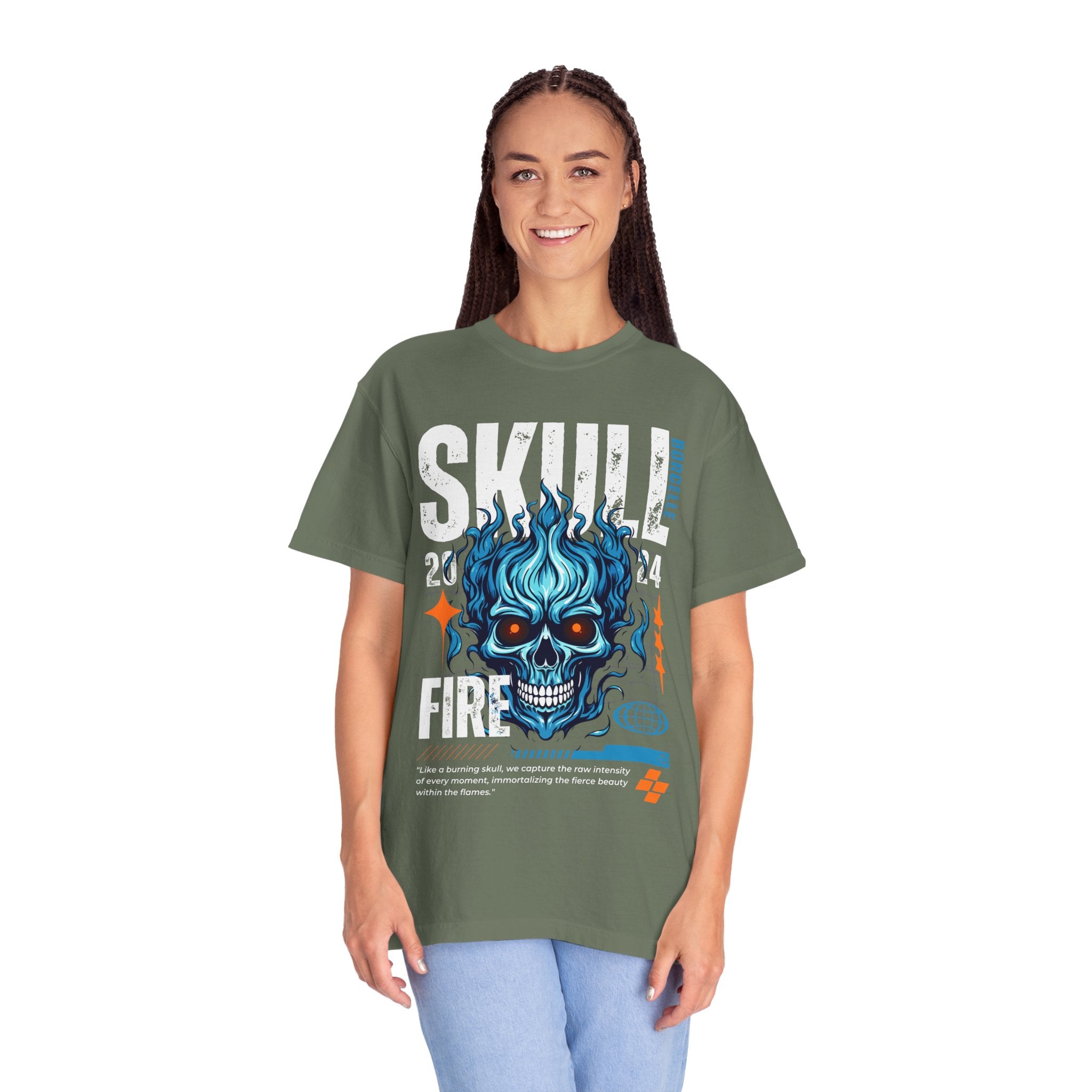 Skull Fire, Graphic Design Unisex T-shirt, Casual Cotton Outwear, Gift for Him- Gift for Her, Stylish Tee, Cool Shirt, Trendy Apparel, Comfortable Top,