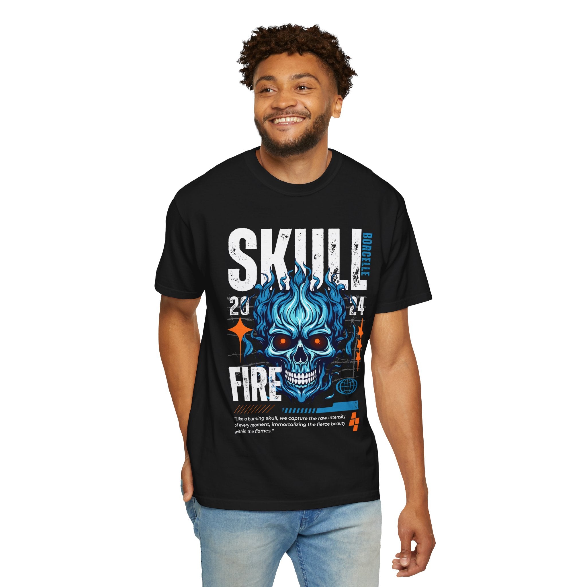 Skull Fire, Graphic Design Unisex T-shirt, Casual Cotton Outwear, Gift for Him- Gift for Her, Stylish Tee, Cool Shirt, Trendy Apparel, Comfortable Top,