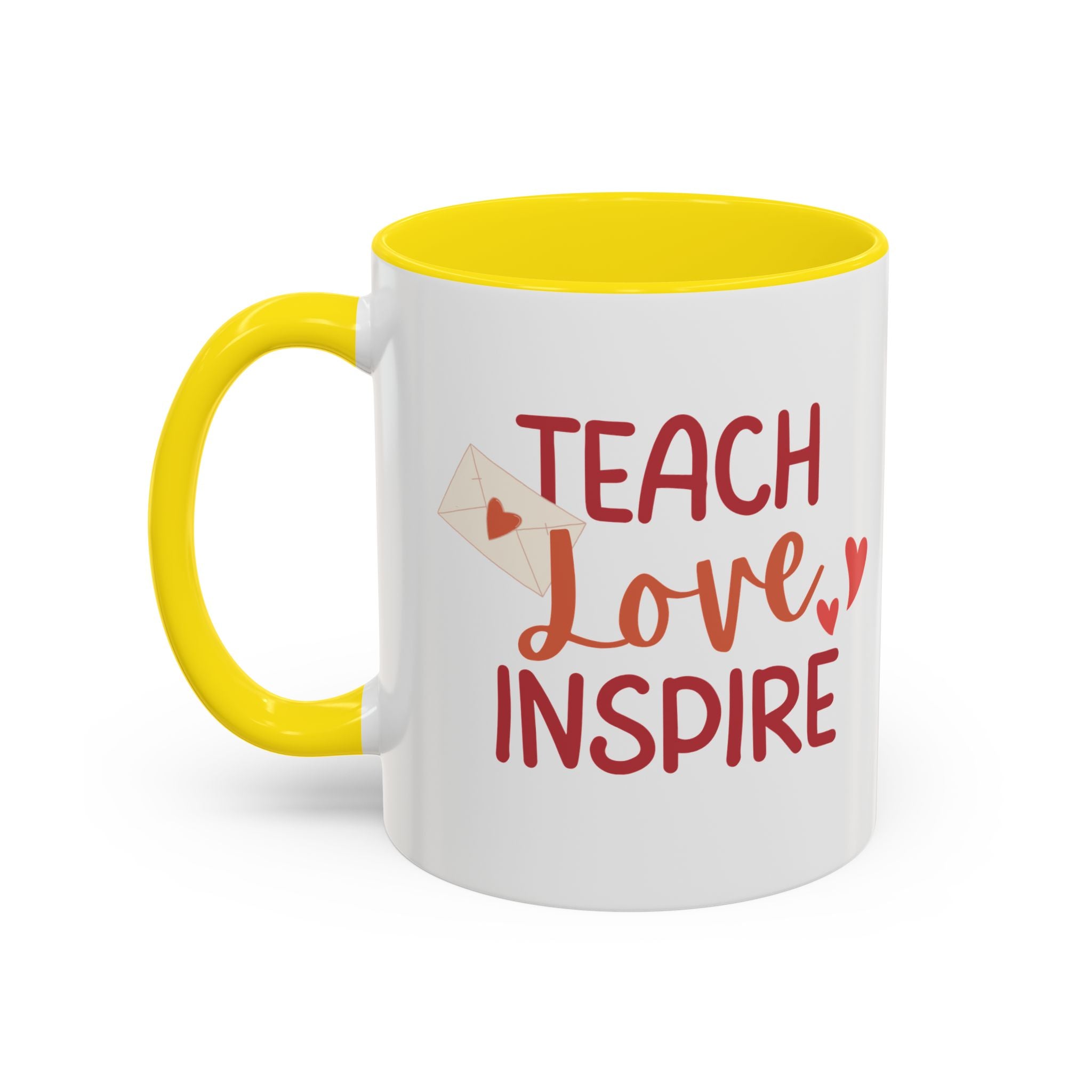 Teach, Love, Inspire Valentine's Design,  Holiday Drinkware, Valentines, Christmas Birthday Gifts for Teachers, Coffee Mug for Teacher Valentines Day,