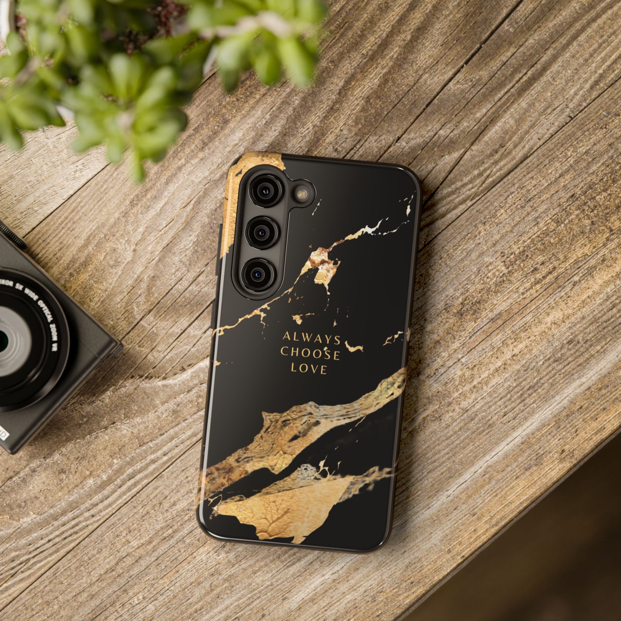 Black Gold Always Choose Love, Elegant Phone Cases, Stylish Phone Covers, Chic Phone Protectors, Fashionable Case for Her, Trendy Smartphone Accessories