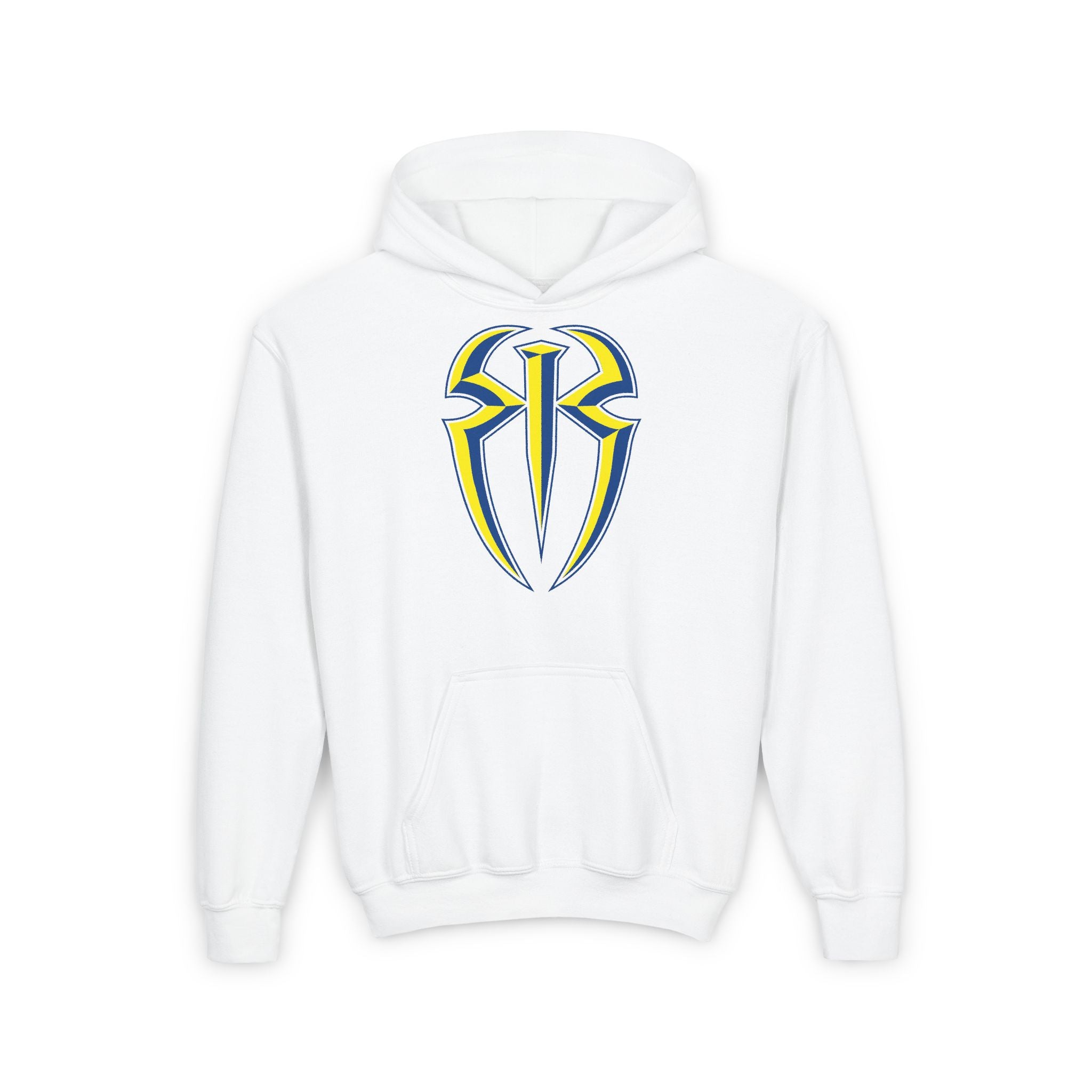 Copy of Roman Reigns Yellow Blue Shirt Design, Sports Fan Kids Hoodies - Youth Heavy Blend Hooded Sweatshirt, Unisex, Gift for Her-Him, Casual Outwear