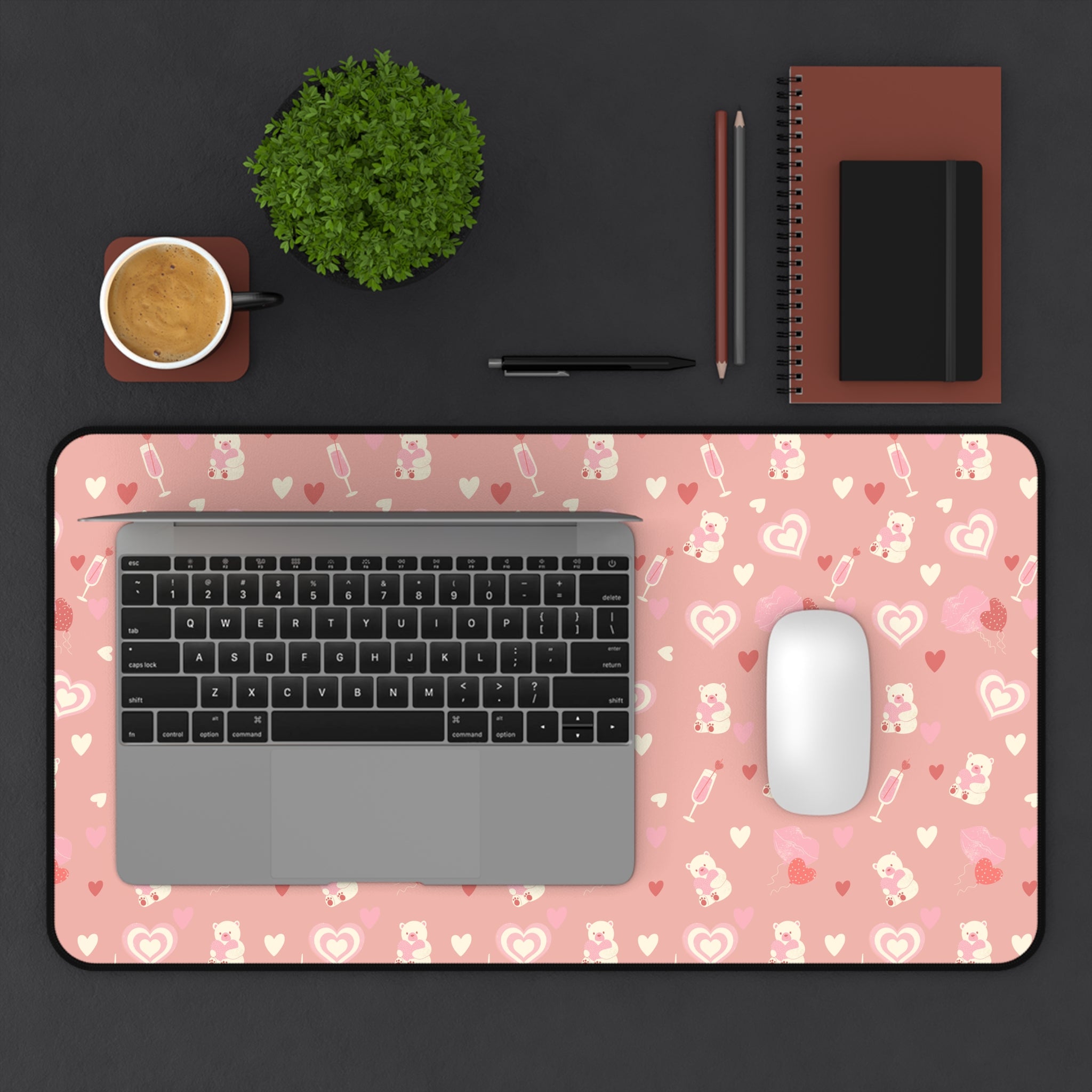 Cute Valentine's Day Heart Pattern, Valentines Gift, Mouse Pad, Desk Matt for Desktop, Cute Desk Pad Mat, XXL Large Mouse Pad for Desk, Anti-Slip Big Mousepad with Stitched Edges, Keyboard Pad Mouse Mat for Computer