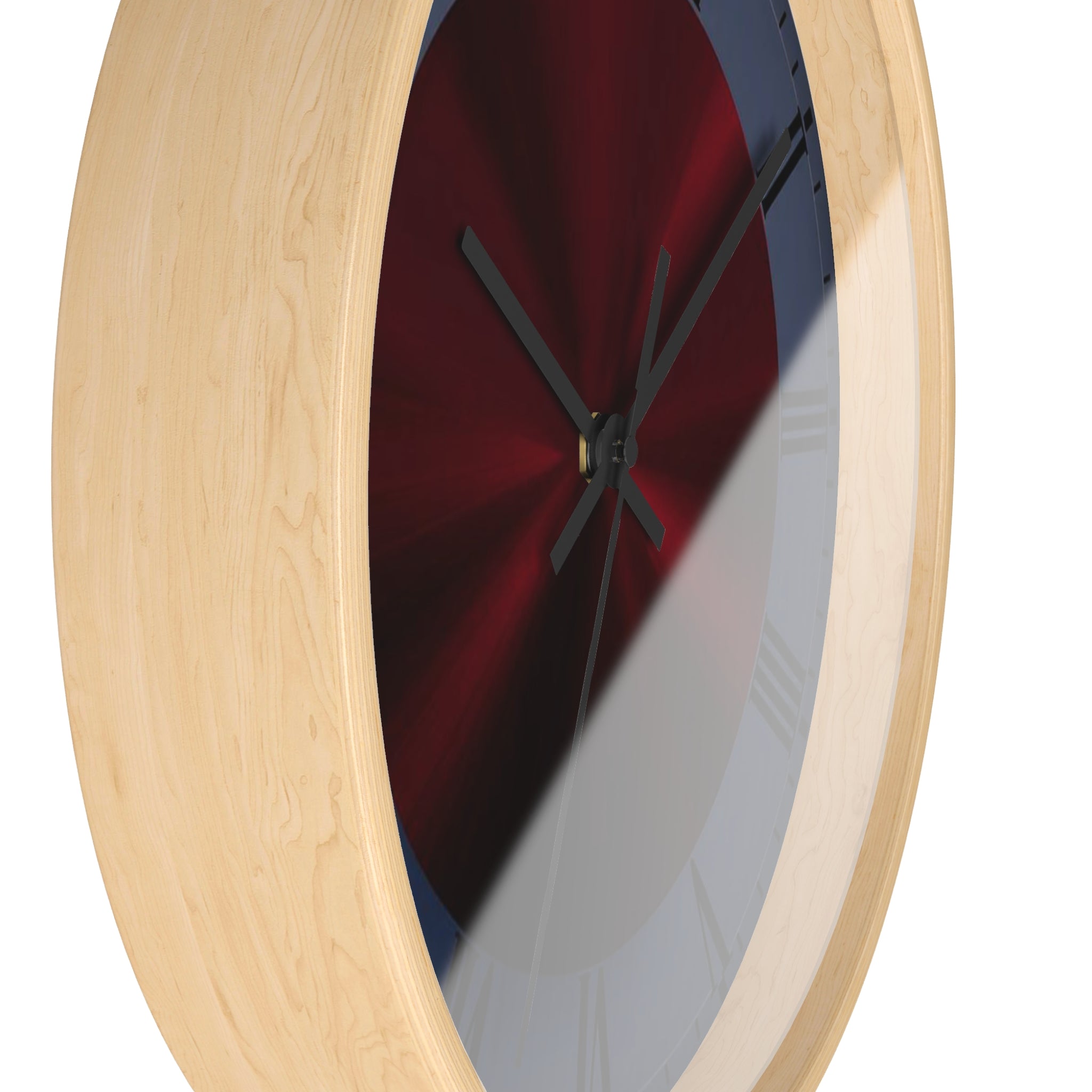 Burgundy and Deep Blue Design Elegant Wall Clock, Home Decor, Wall Art