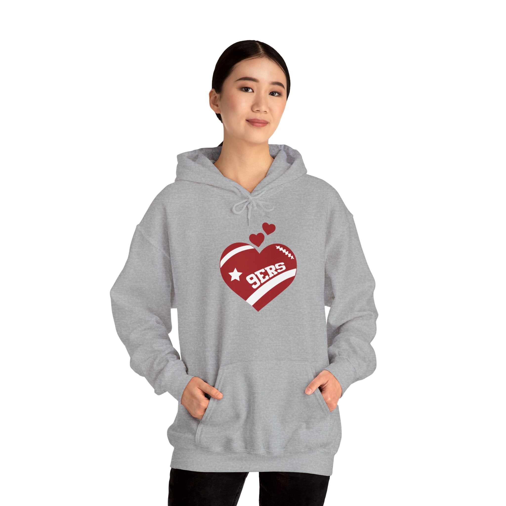 Cute Heart San Francisco Football Hoodies, SF Sports Team Sweatshirt, Football Fan Shirt, Hoodie Gift for Him-Her