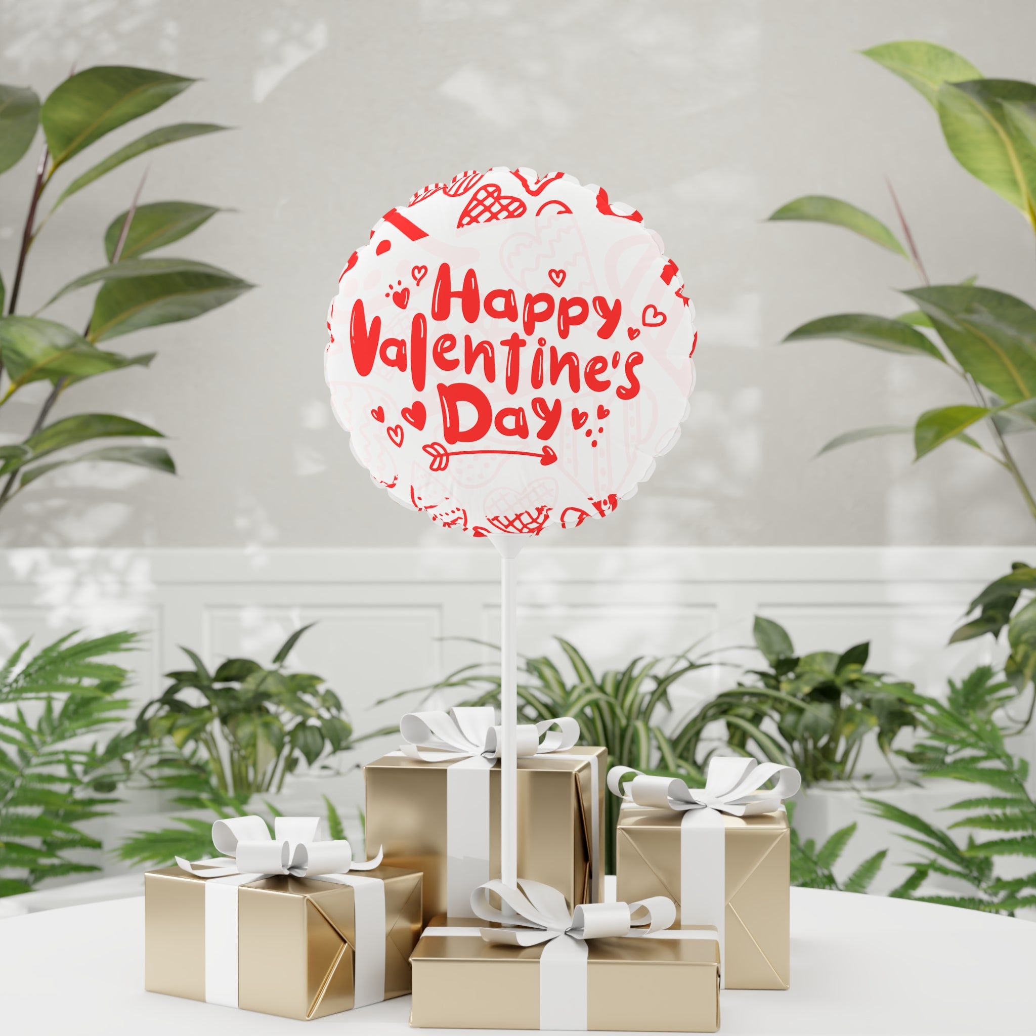 Happy  Valentine's Day- Red-White- Balloons, Romantic Heart-Shaped Decorations and Words, Love Party Supplies, Anniversary Celebration