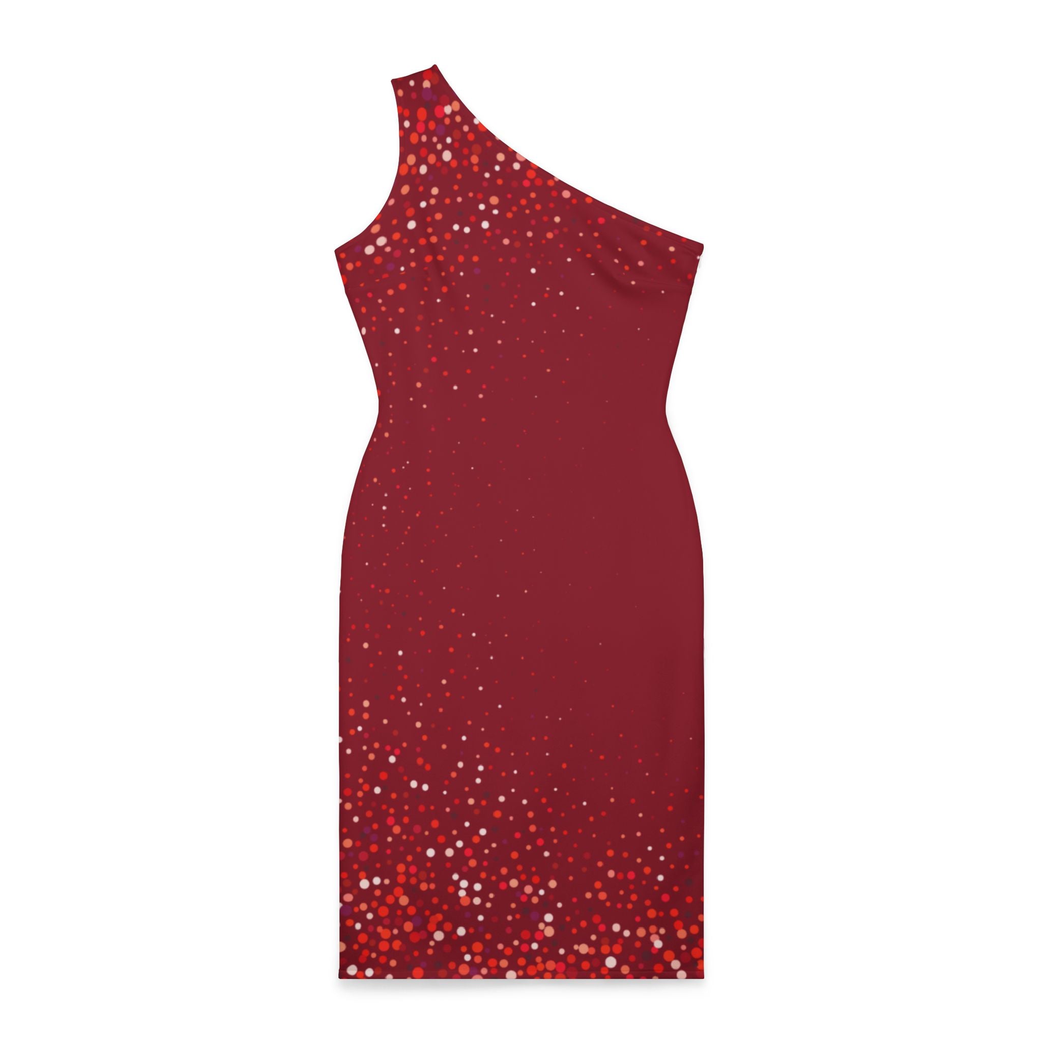 Red and Glitter Sexy Elegant One Shoulder Dress, Bodycon Party Cocktail Dress, Valentines, Birthday Outfit, Sleeveless Dress