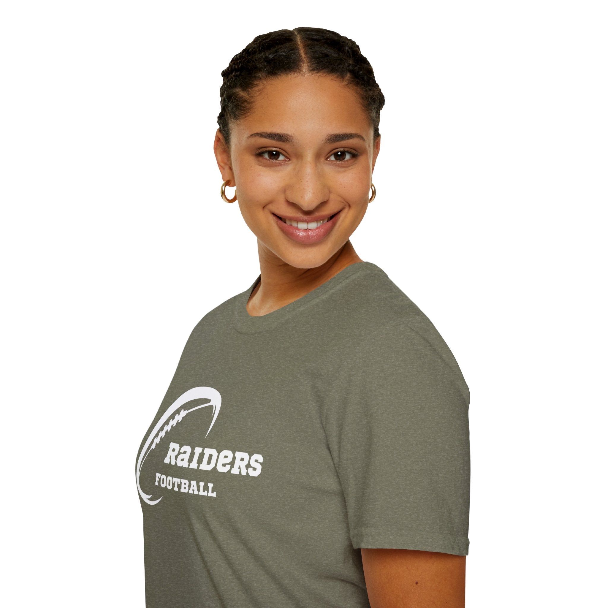 All White Raiders Fan Football Shirt, Unisex Softstyle T-Shirt, Football Fan Tee, Football Fan Gift, Sports Fan Apparel