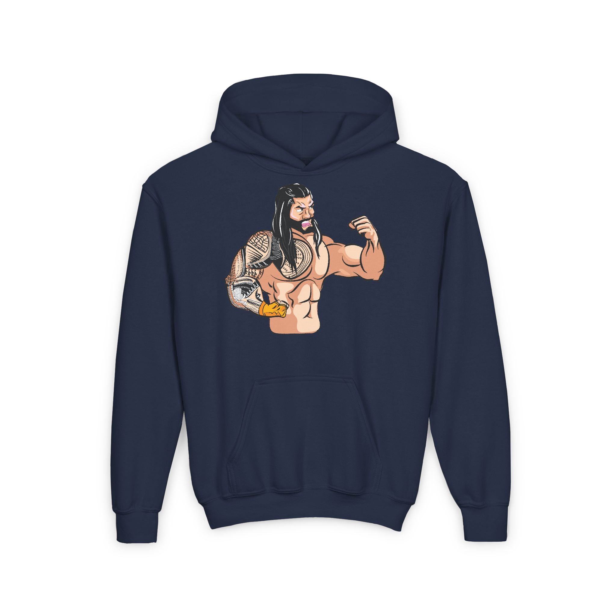 Roman Reigns Cartoon Design Shirt, Sports Fan Kids Hoodies - Youth Heavy Blend Hooded Sweatshirt, Unisex, Gift for Her-Him, Casual Outwear