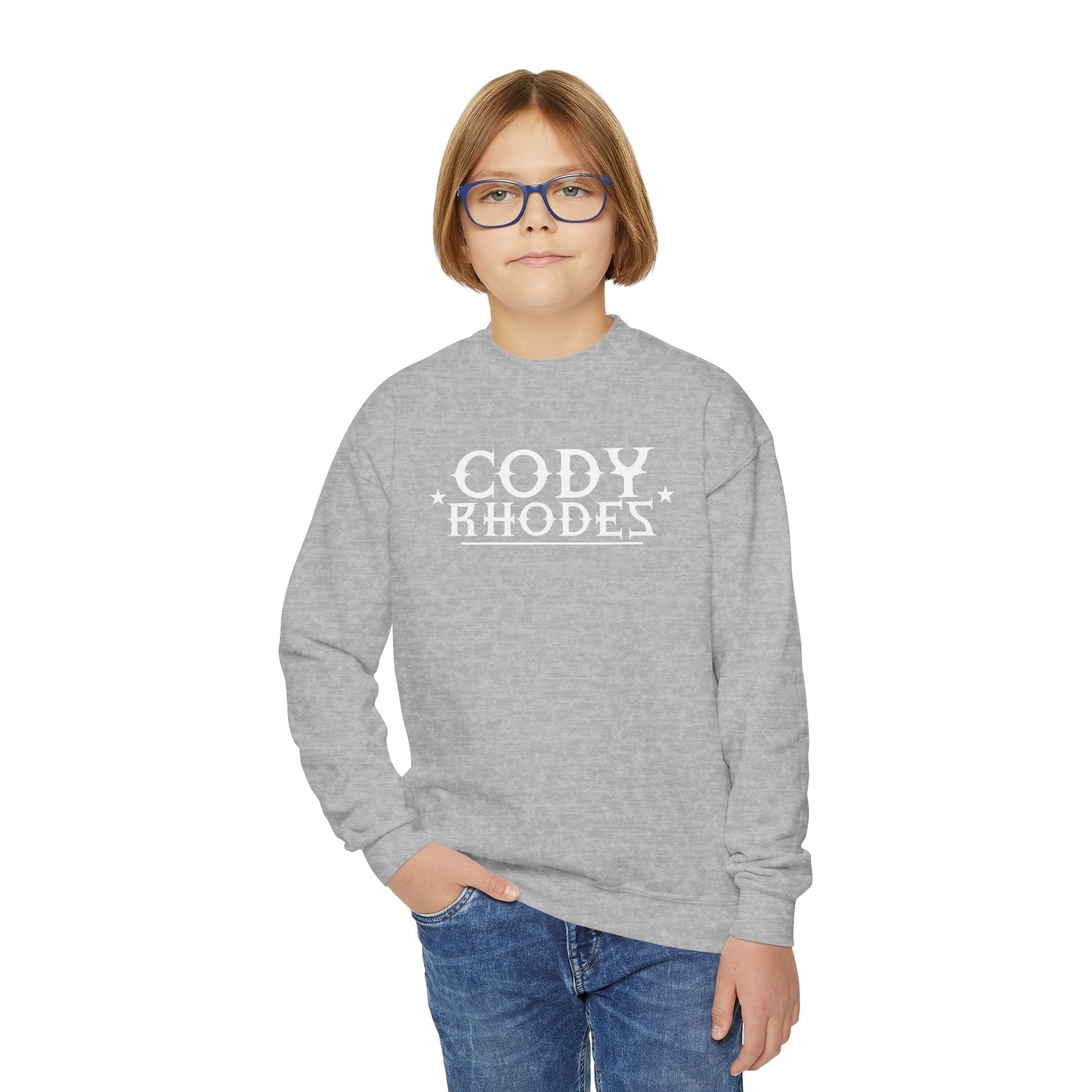 Cody Rhodes Graphic Text Design, Youth Sports Fan Crewneck Sweatshirt for Kids, Perfect Gift for Kids, Unisex Sweatshirt, Casual Outwear