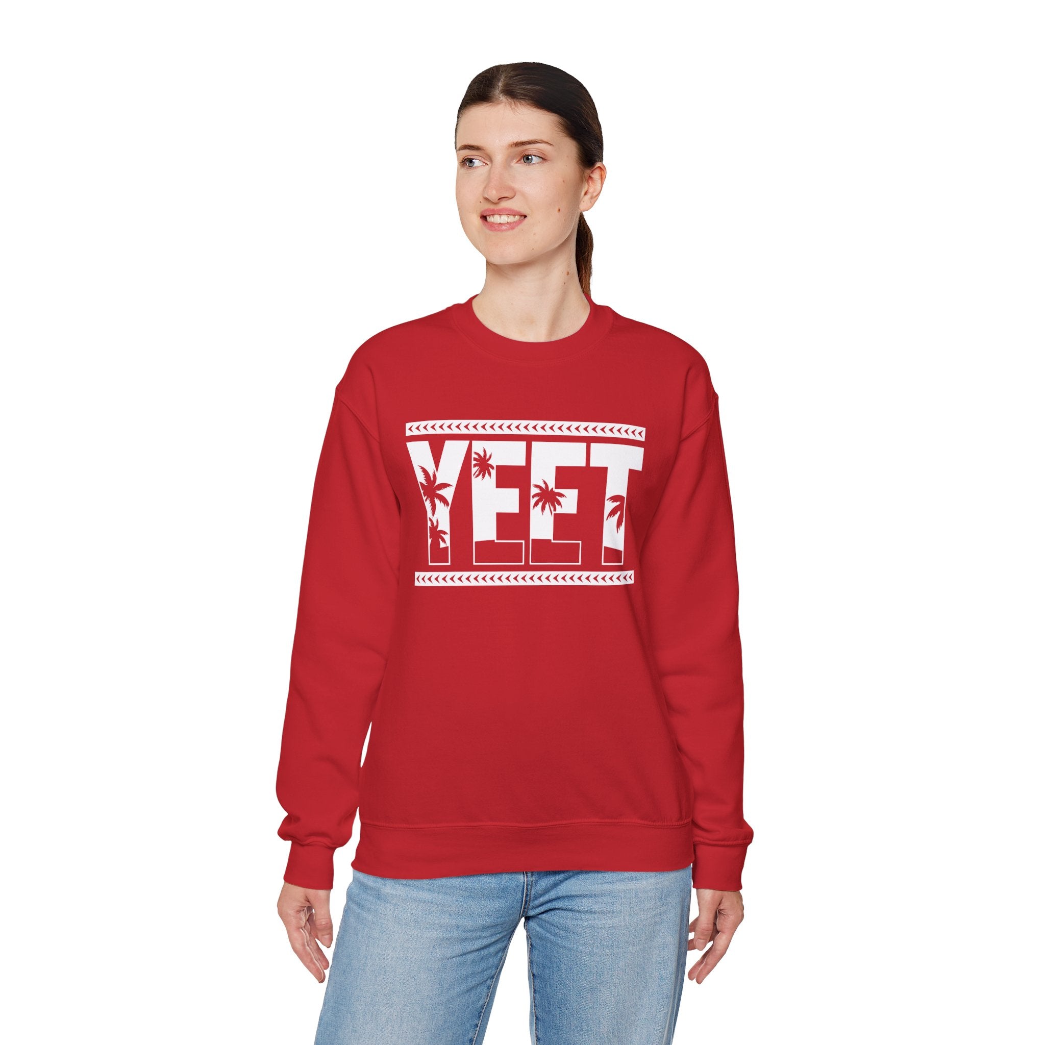 White Yeet Sweatshirt, Wrestling Fan Unisex Sweatshirt - Gift for Him or Her, Casual Outwear, Heavy Blend Crewneck Sweatshirt