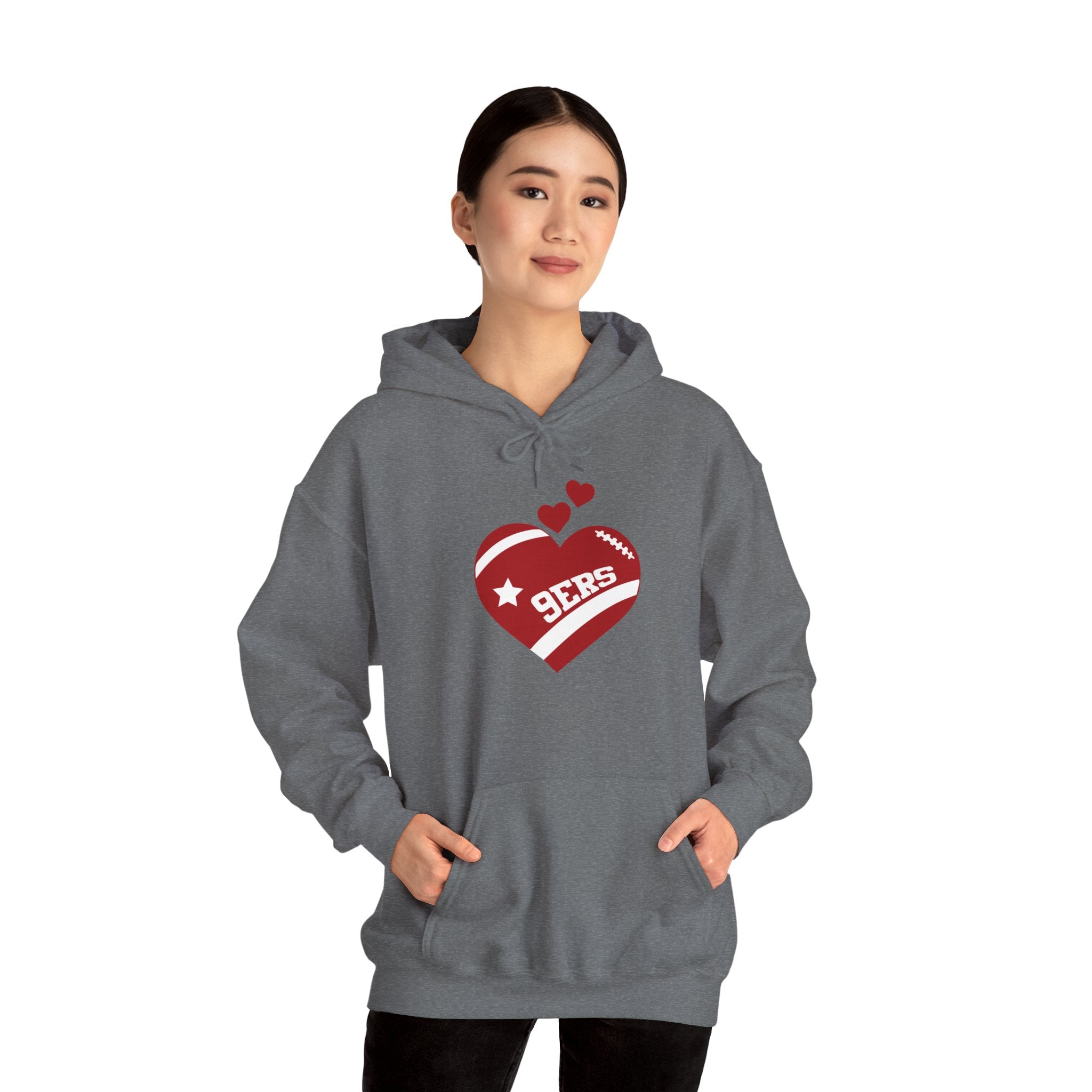 Cute Heart San Francisco Football Hoodies, SF Sports Team Sweatshirt, Football Fan Shirt, Hoodie Gift for Him-Her