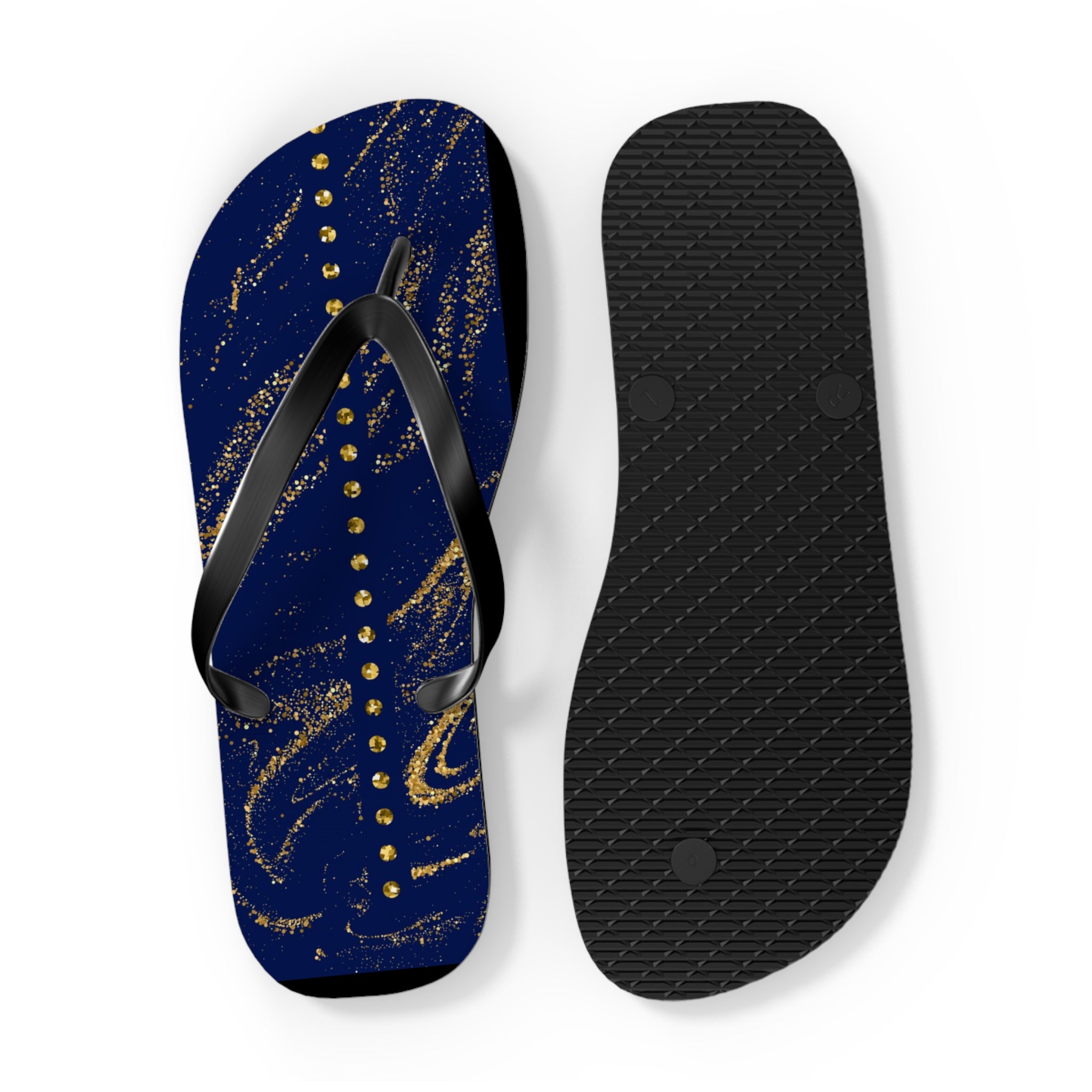 Dark Blue and Gold, Flip Flops for Women, Cute Designs, Everyday Use, Indoor Sleepers