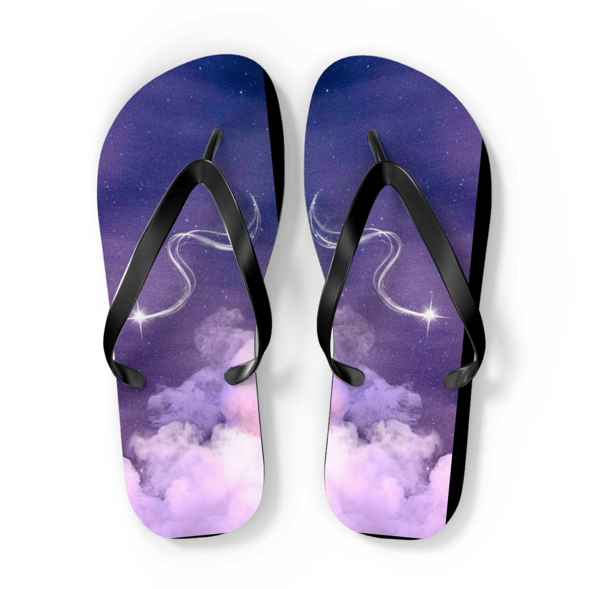 Purple Pink Magic Stars Design, Flip Flops for Women, Cute Designs, Everyday Use, Indoor Sleepers