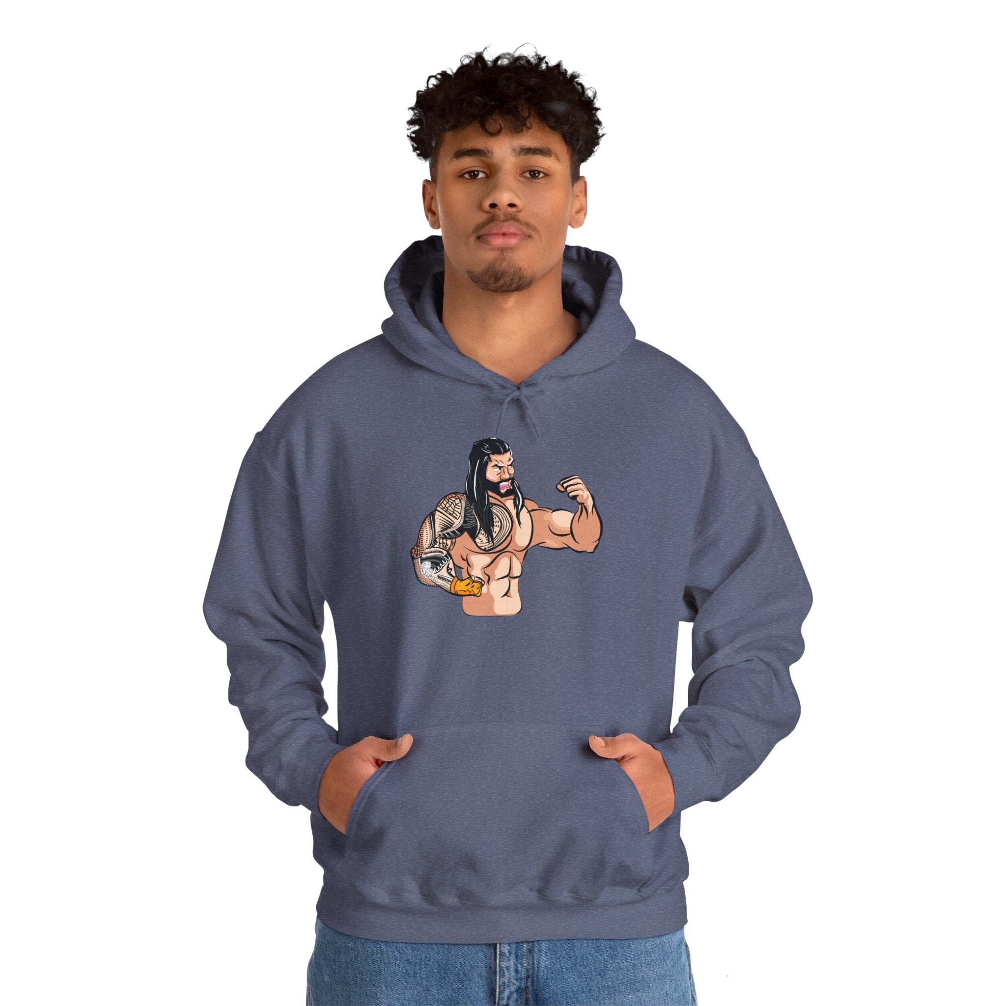 Roman Reigns Cartoon Design Hoodies, Gift for Her - Gift for Him, Sports Fan Wrestling Unisex Hooded Sweatshirt, Casual Outwear