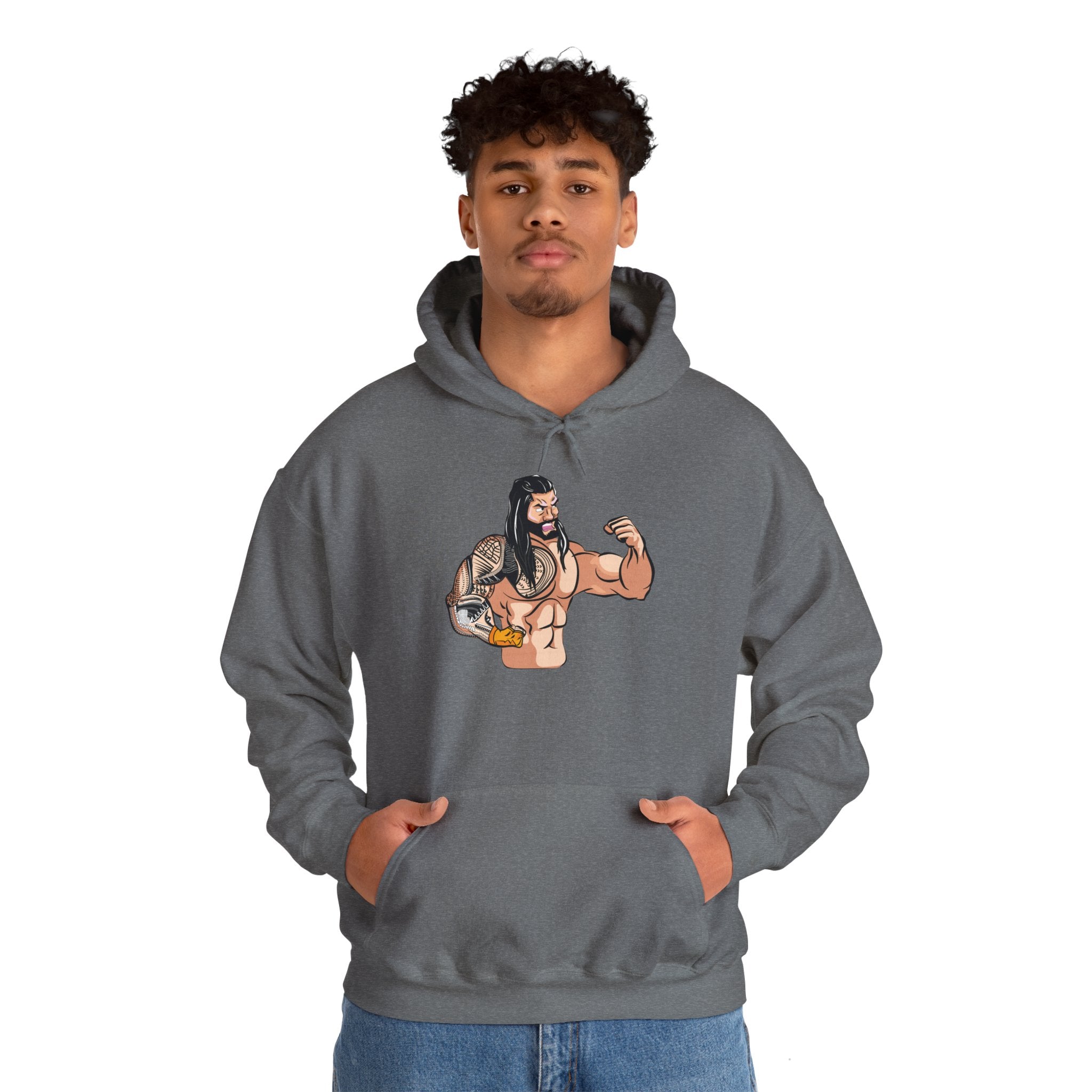 Roman Reigns Cartoon Design Hoodies, Gift for Her - Gift for Him, Sports Fan Wrestling Unisex Hooded Sweatshirt, Casual Outwear