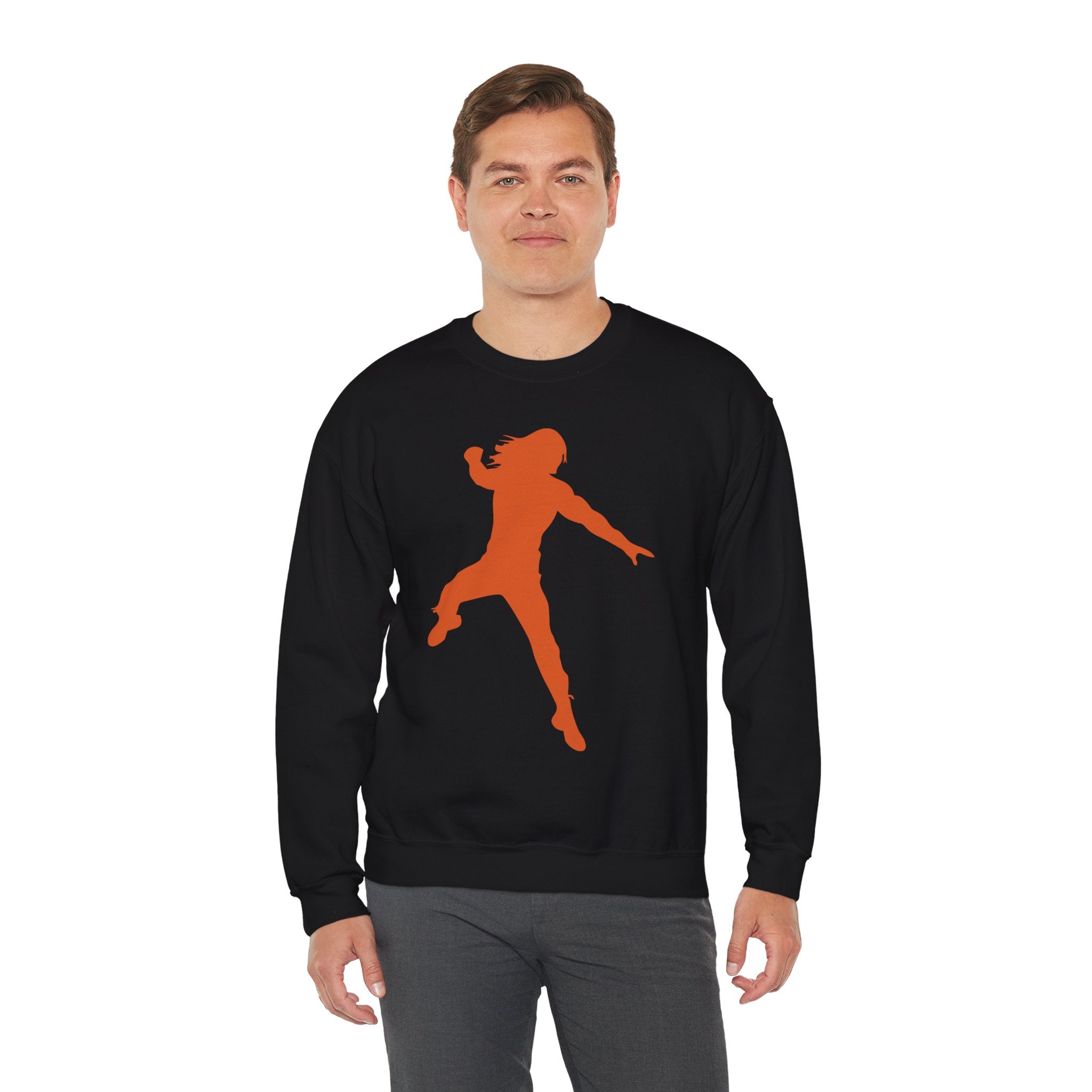 Roman Reigns Orange Design, Wrestling Fan Unisex Sweatshirt - Gift for Him or Her, Casual Outwear, Graphic Design, Heavy Blend Crewneck Sweatshirt